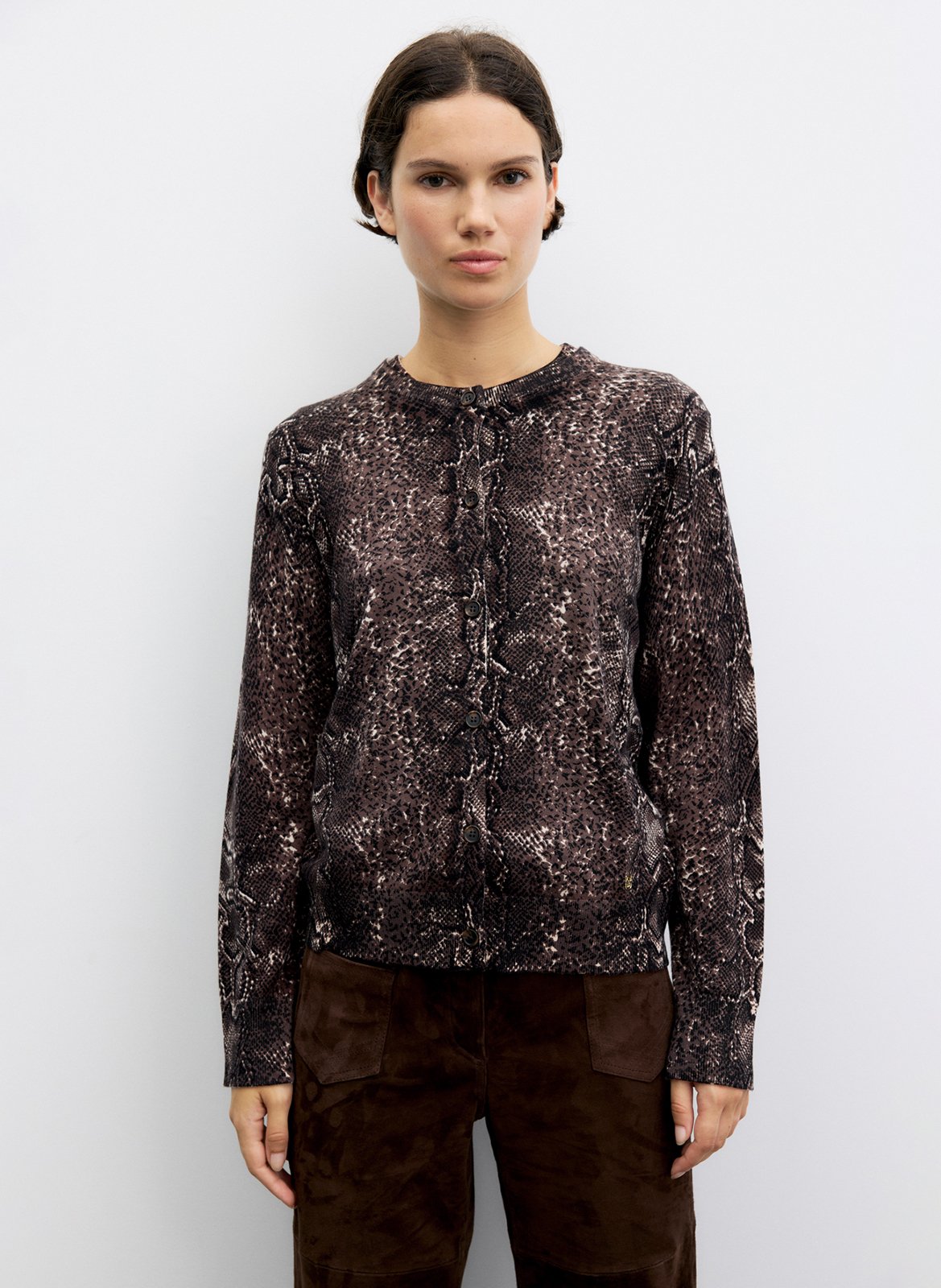 Wollen vest met pythonprint GERARD DAREL Bruin