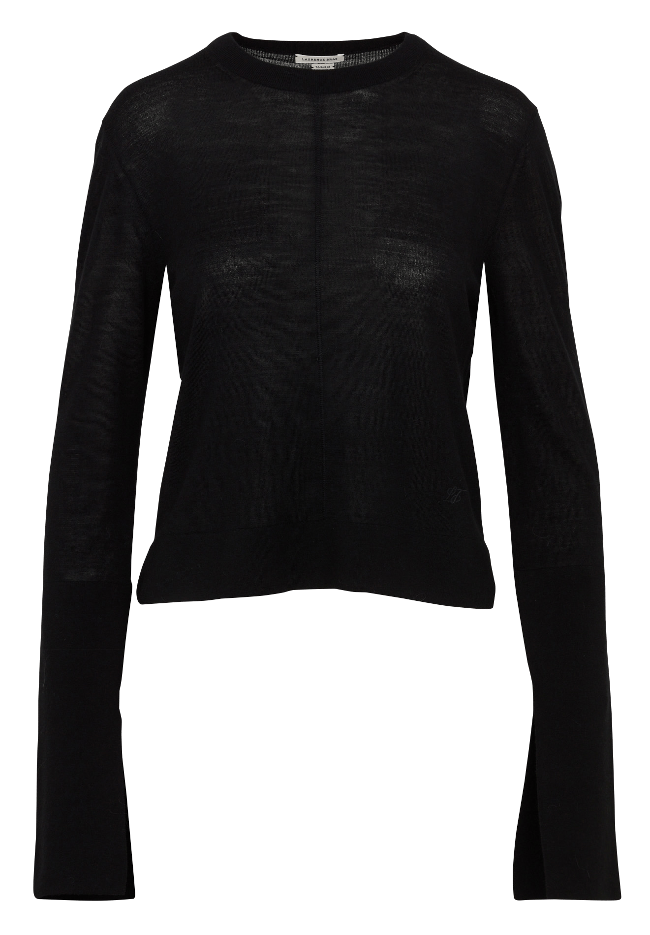 Pull ajusté col rond en laine  LAURENCE BRAS Noir