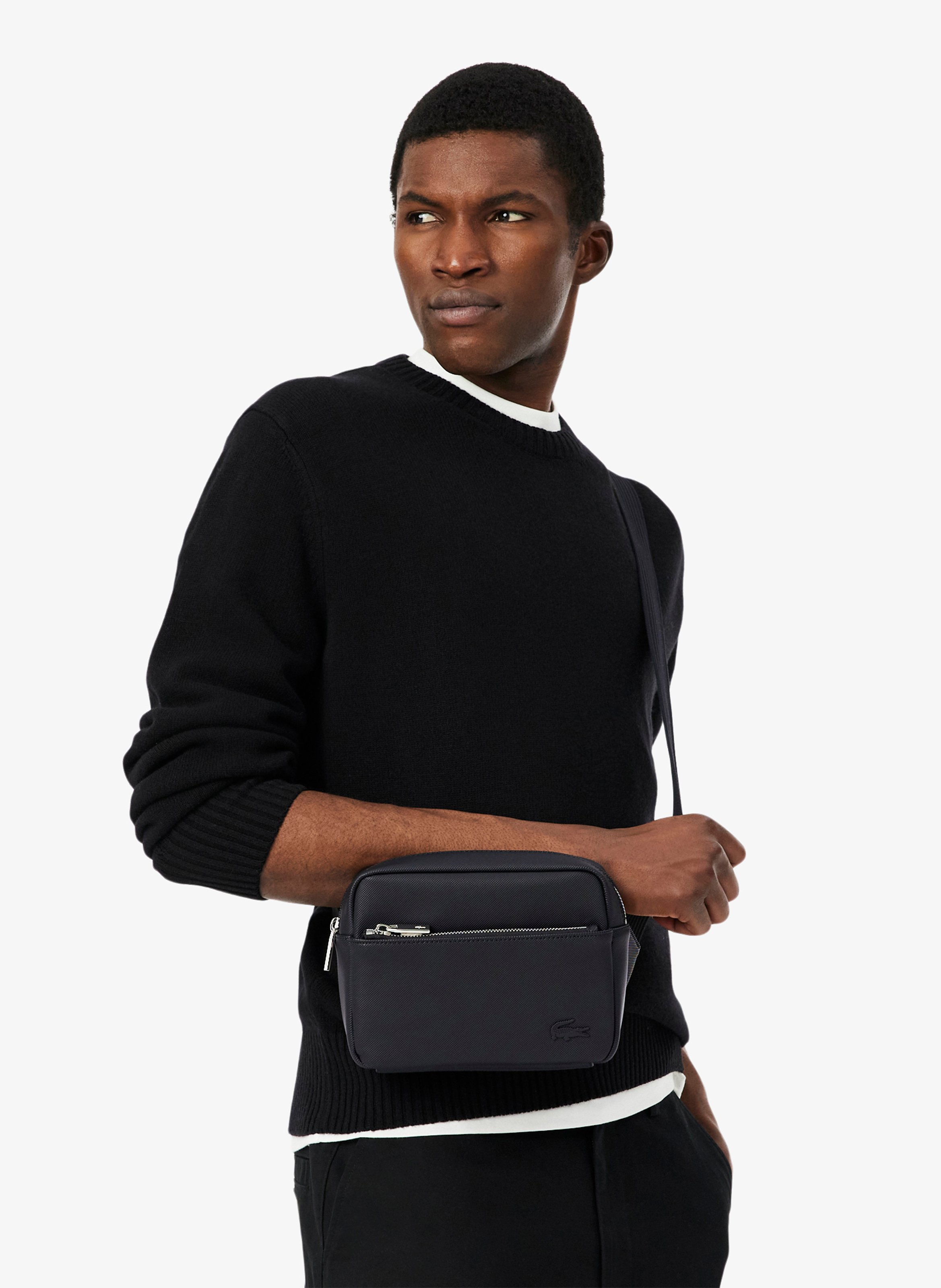 Umhängetasche aus genarbtem Kunstleder LACOSTE Schwarz