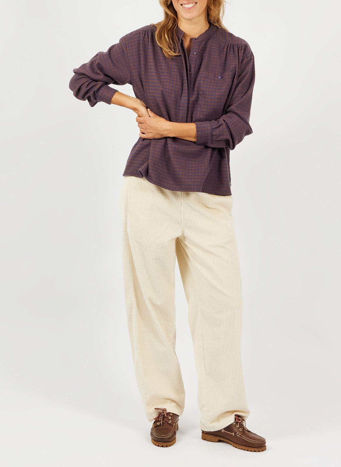 Blouse ample vichy en coton bio A.P Marron