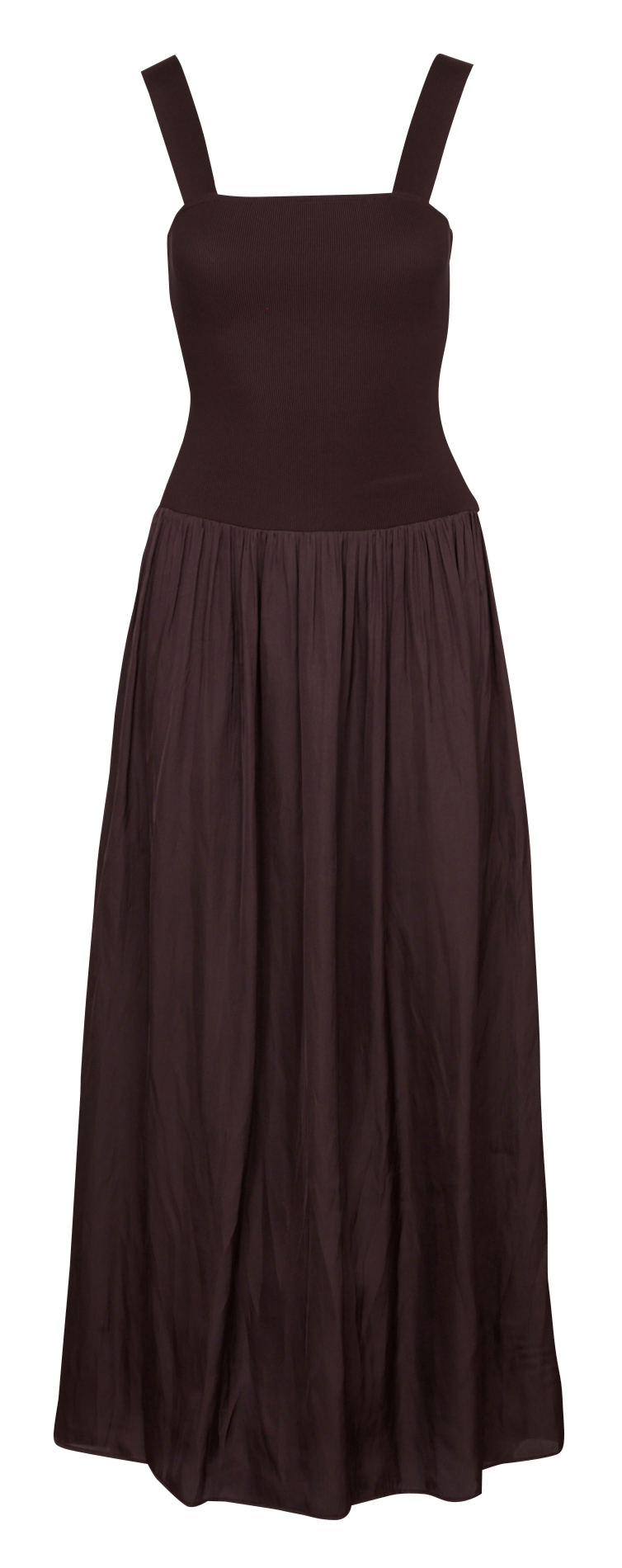 Robe longue évasée bi-matière SESSUN Marron