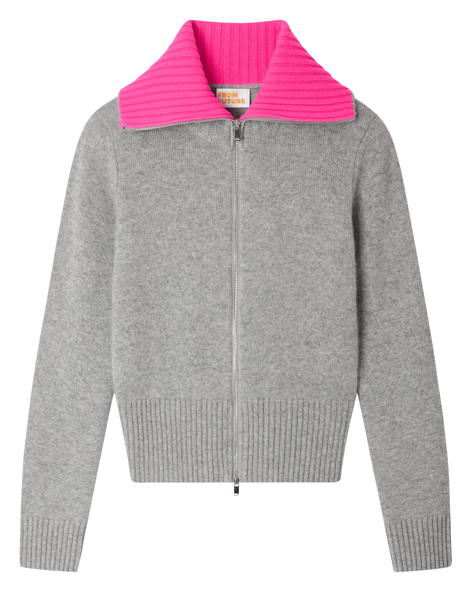 Gilet col montant zippé en cachemire FROM FUTURE Gris