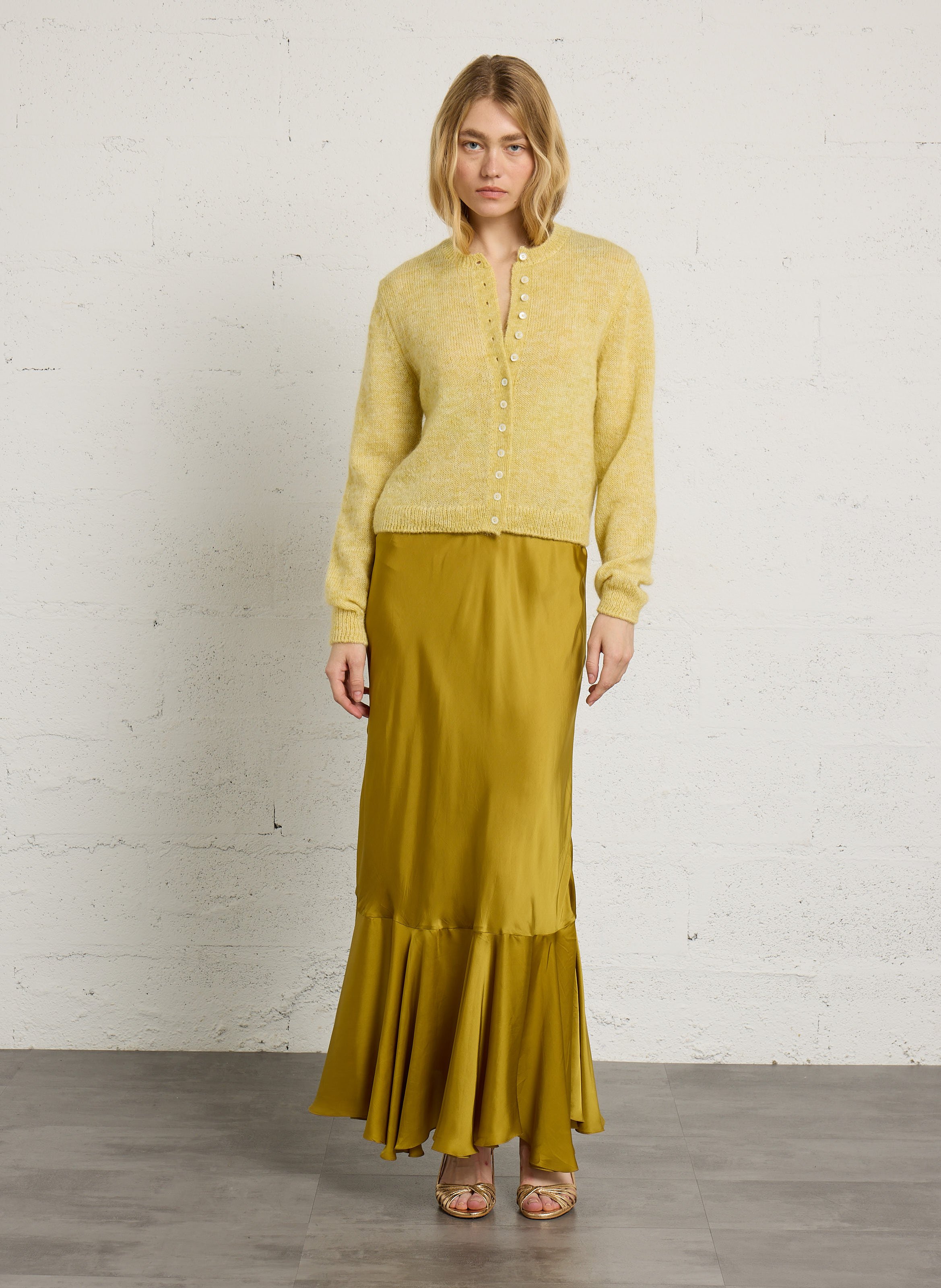 Vest van gemengde mohair en merinowol MASSCOB Geel