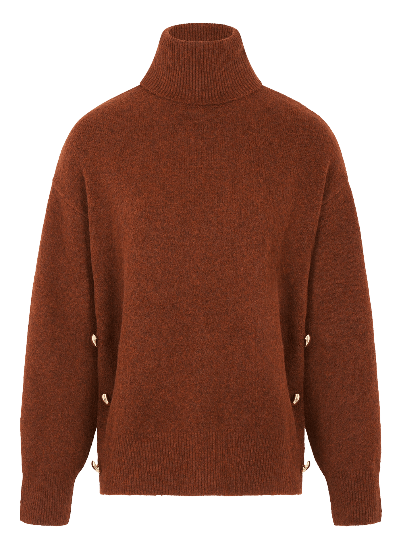 Plain loose-fitting high-neck jumper MORGAN Brown