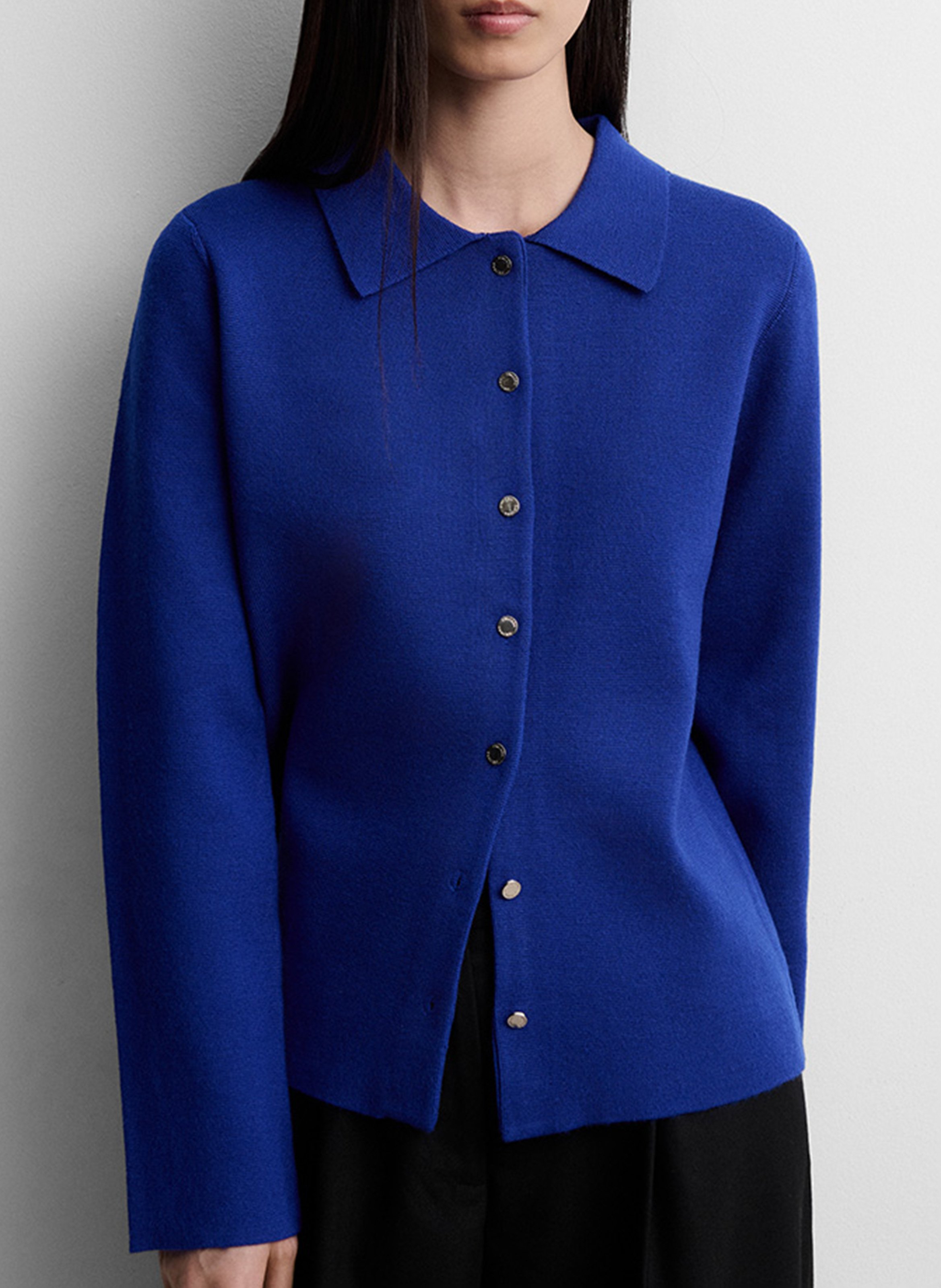Straight cardigan with classic collar SIMORRA Blue