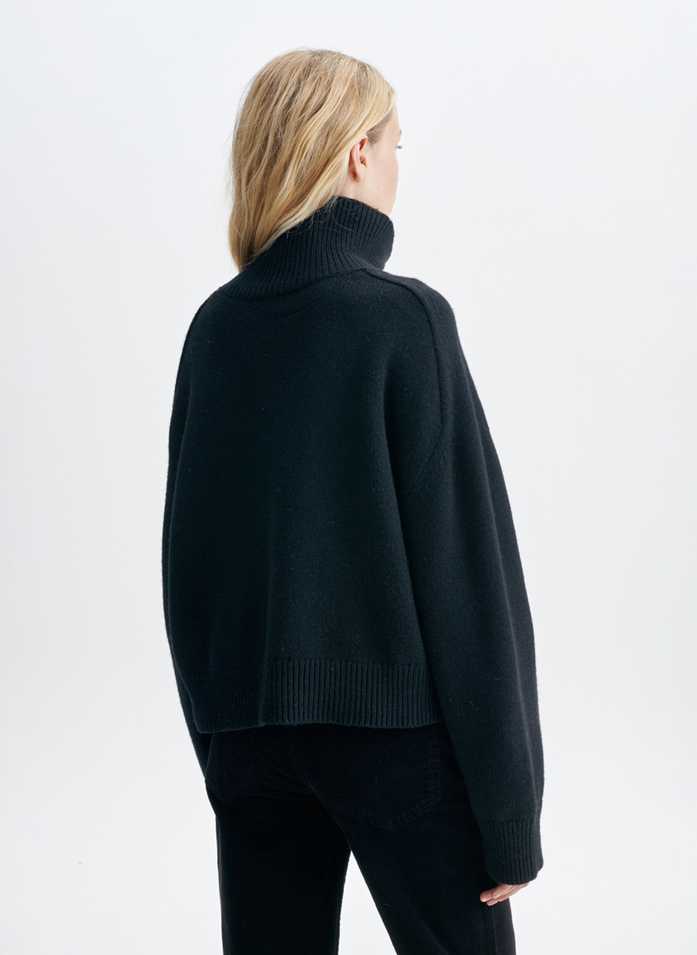 Cropped Rollkragenpullover aus Wolle und Yak-Wolle VANESSA BRUNO Schwarz