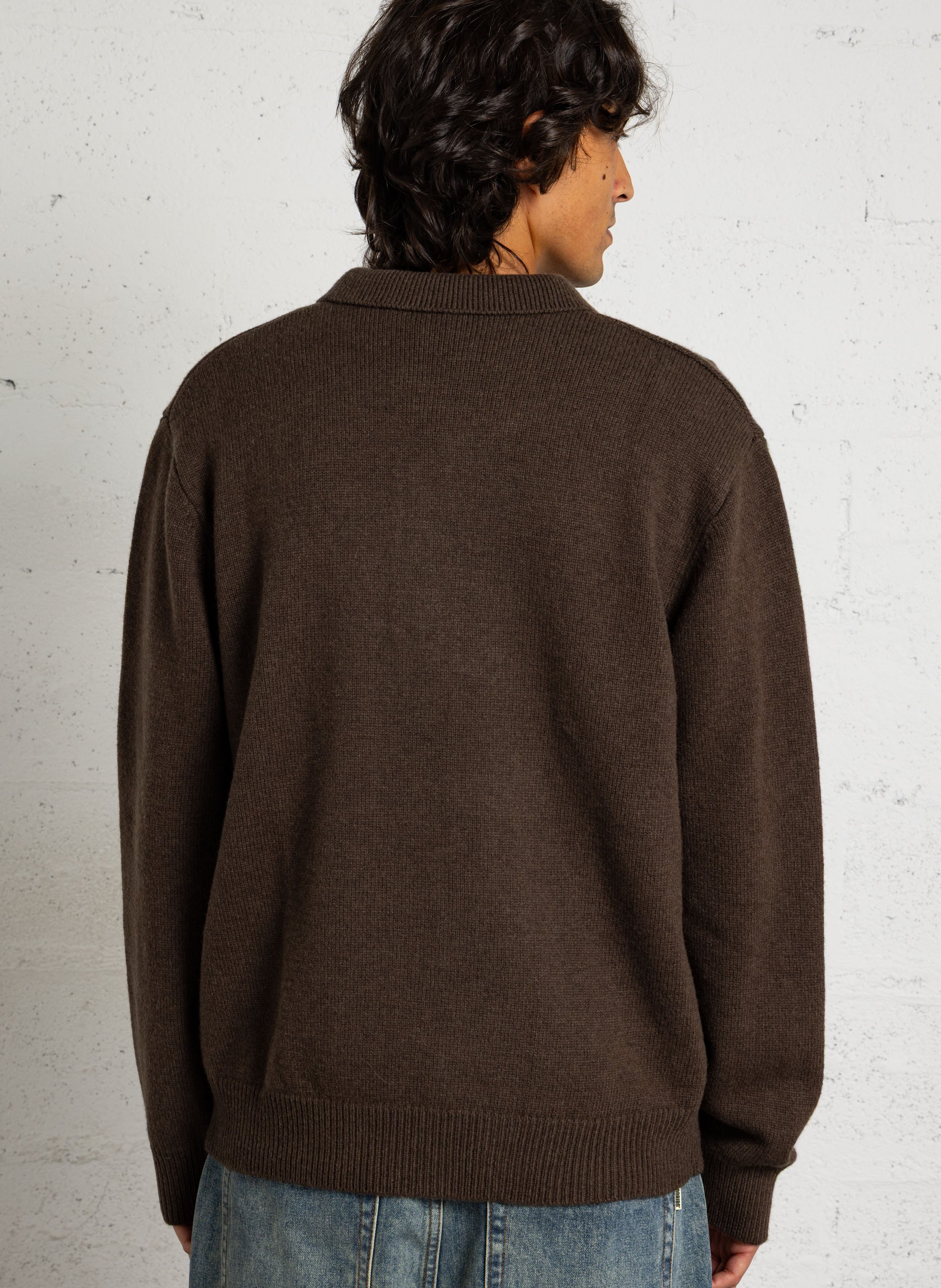 Gilet boutonné uni en laine mélangée MINIMUM Marron