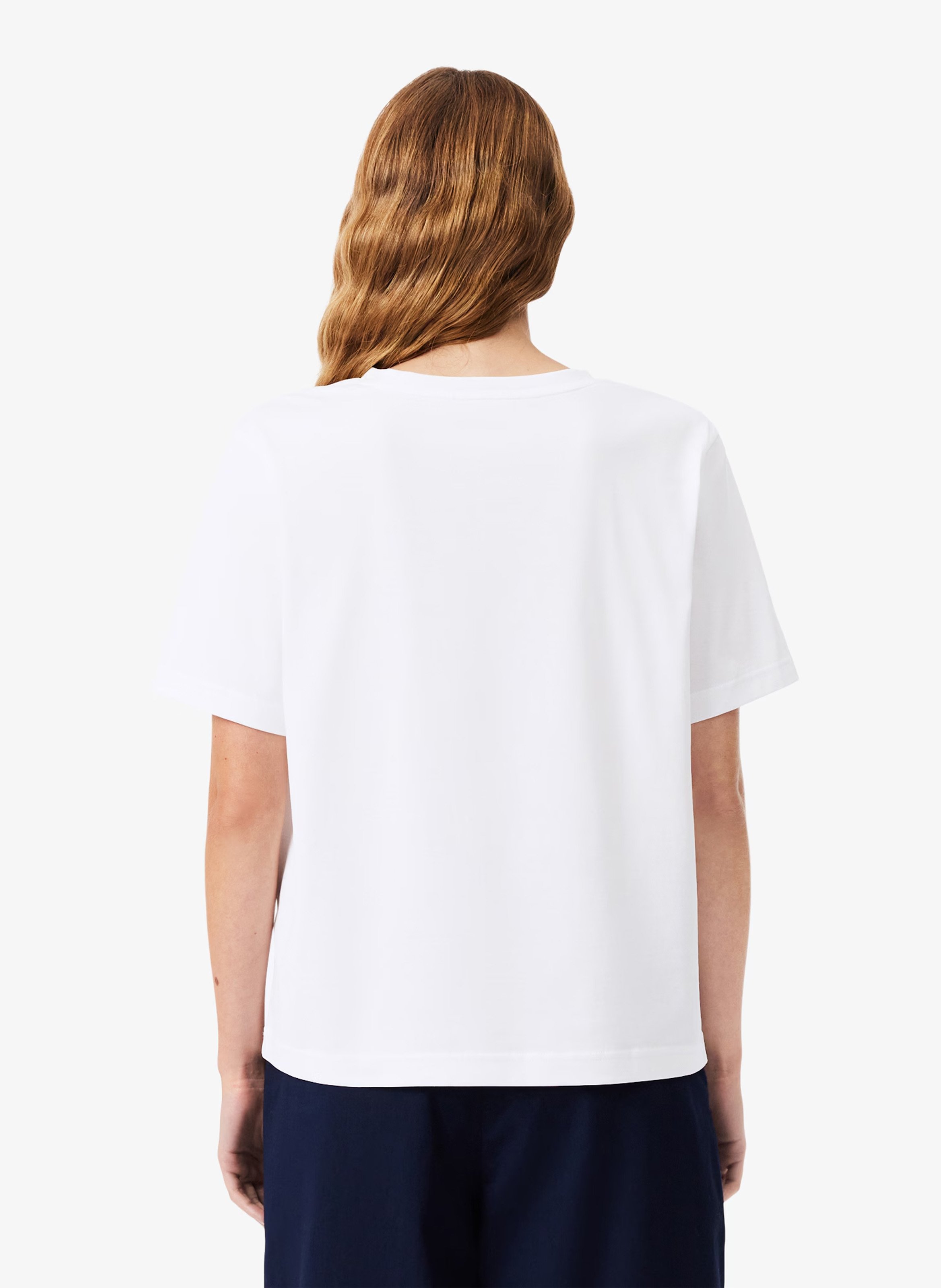 Rechte V-hals T-shirt van katoen LACOSTE Wit