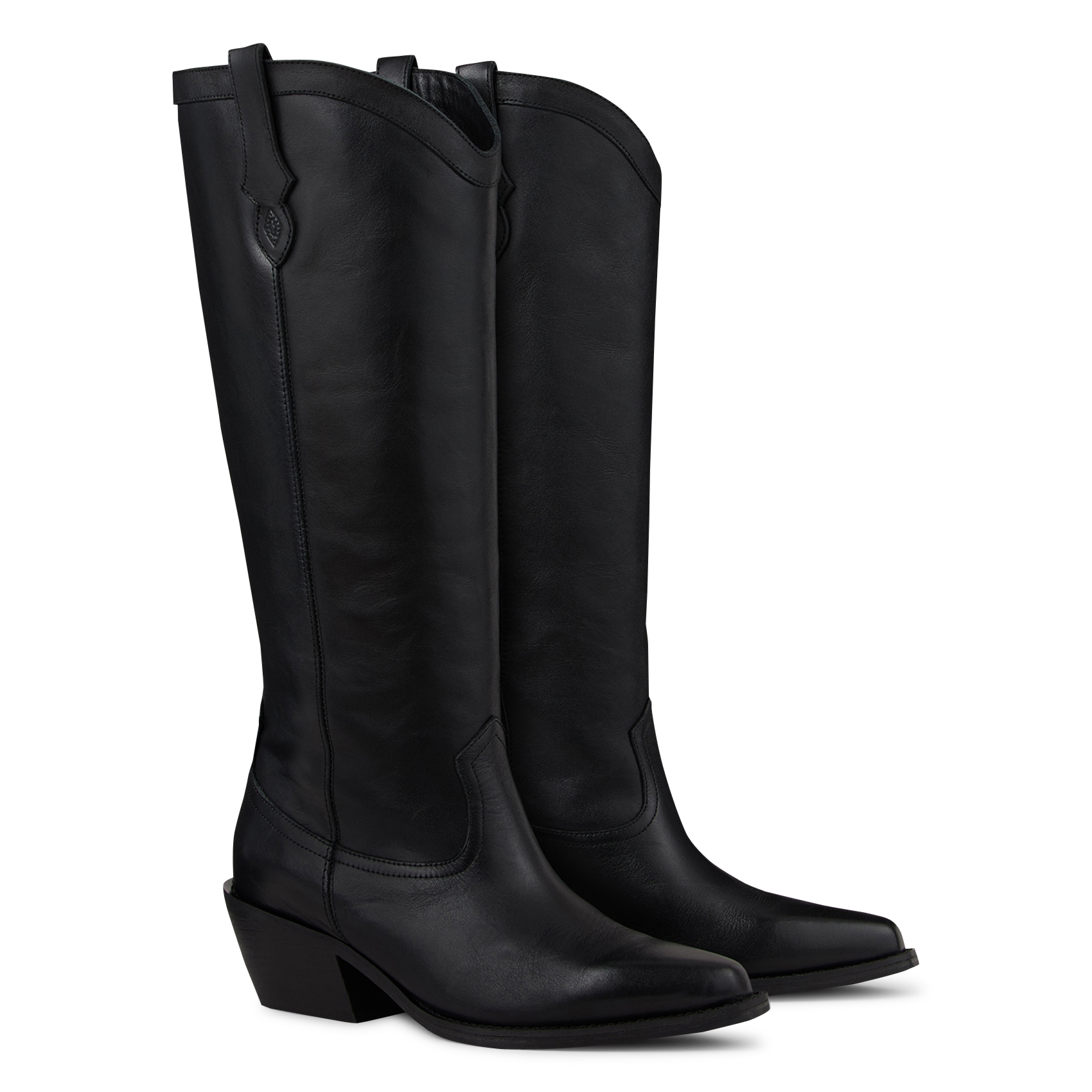 Einfarbige Stiefeletten aus Leder mit mittelhohem Schaft BA&SH Schwarz
