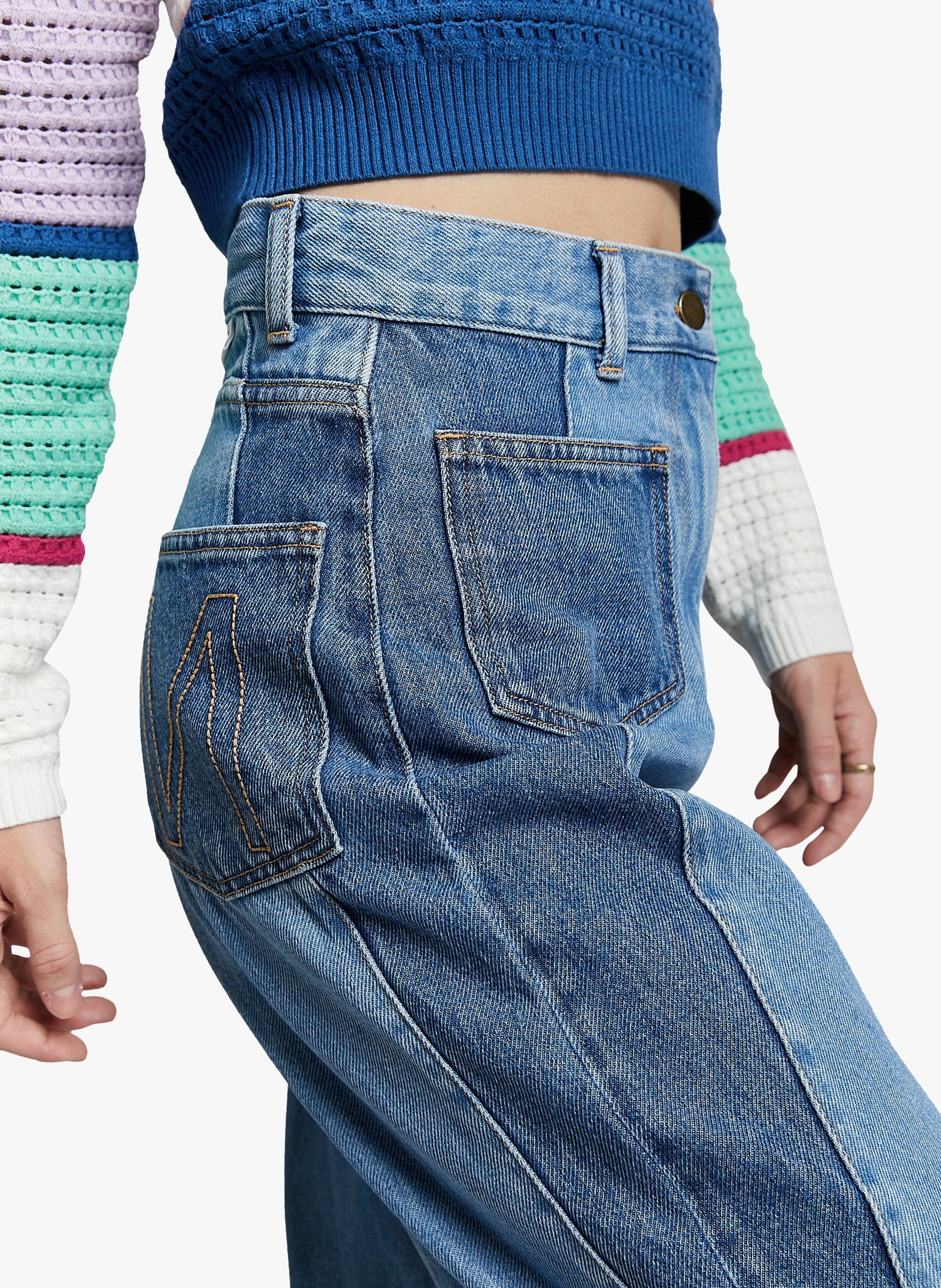 Jean large taille haute INDEE Bleu