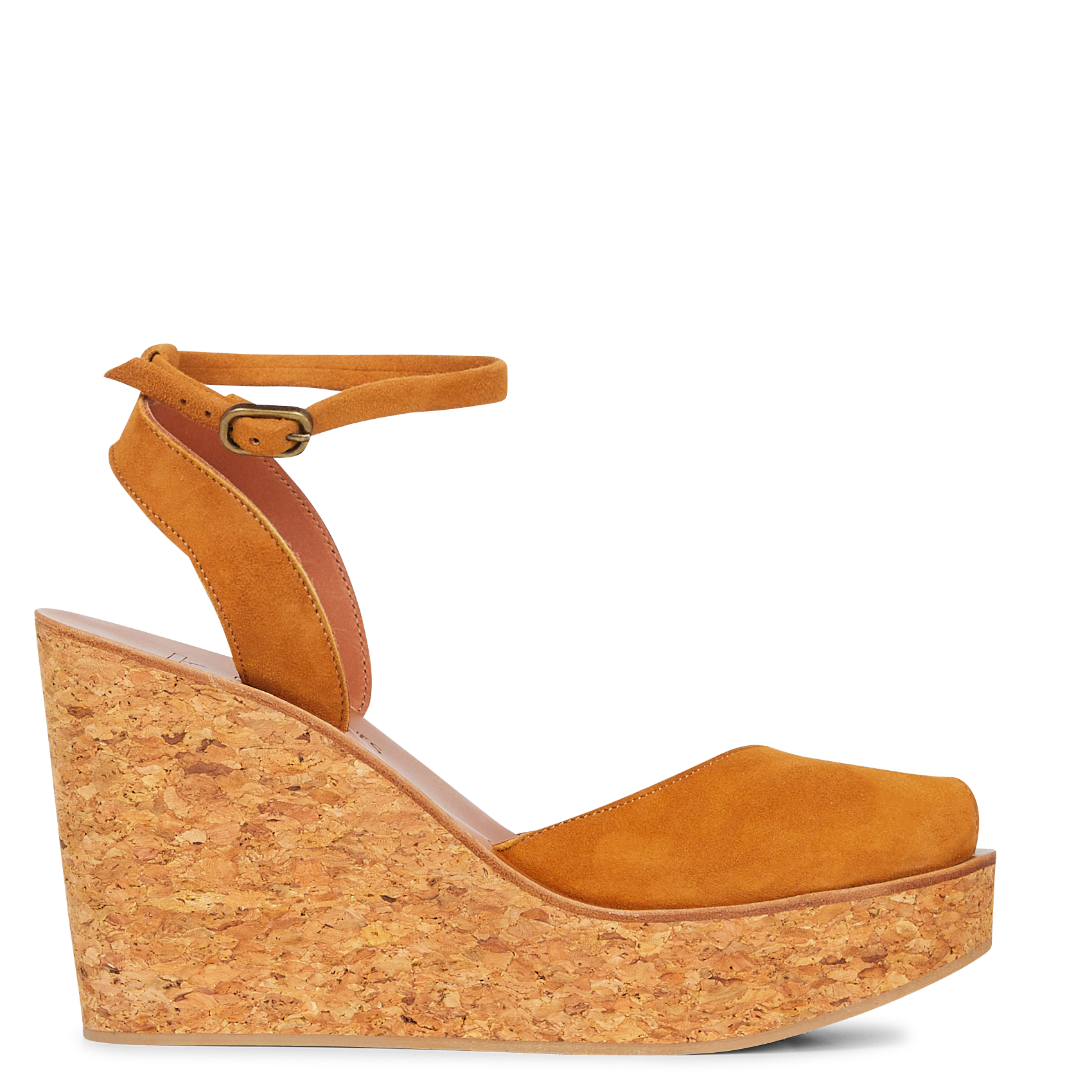 Suede open wedge sandals K JACQUES Brown