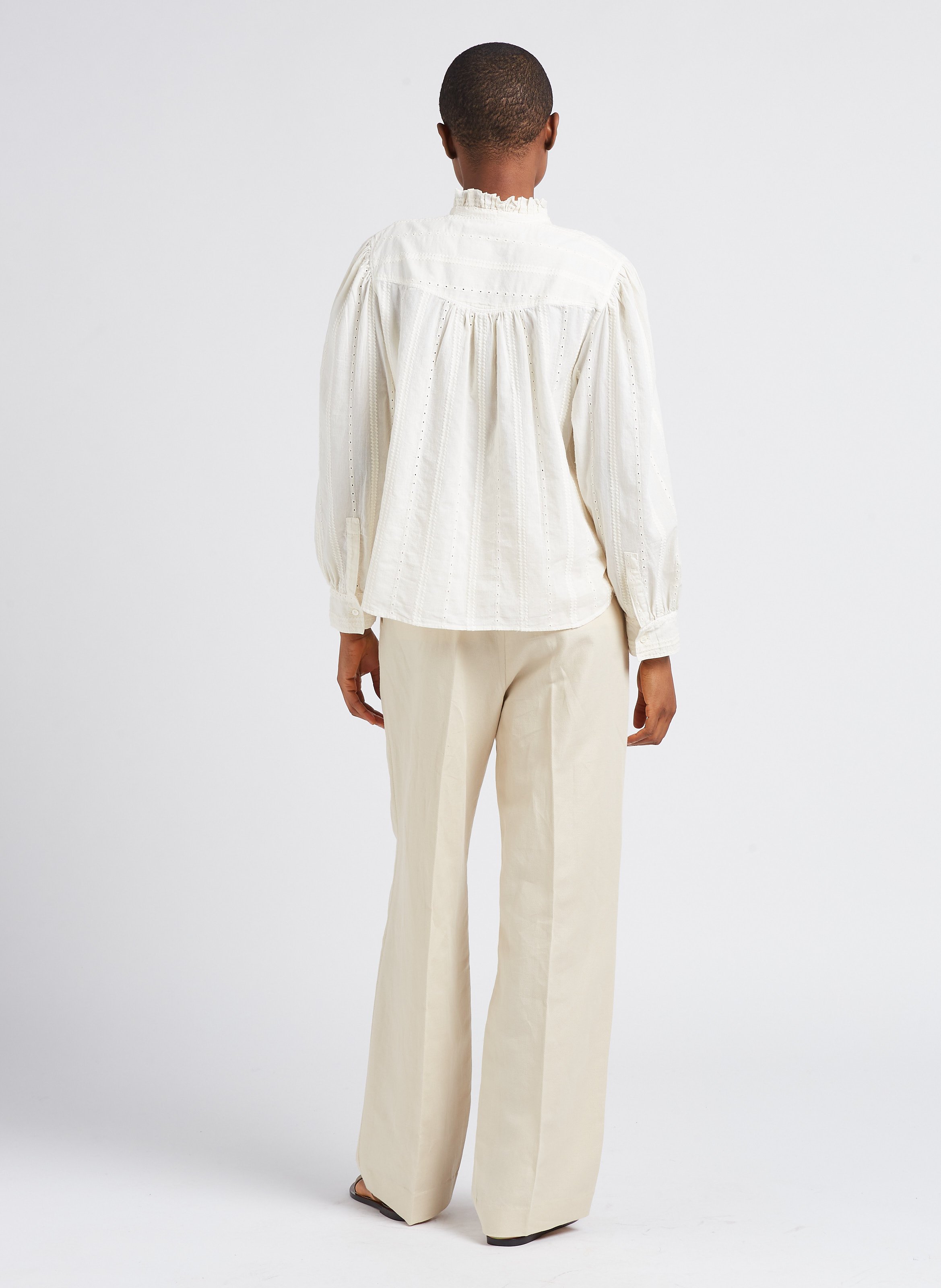 Pantalon droit en lin et coton  POMANDERE Blanc