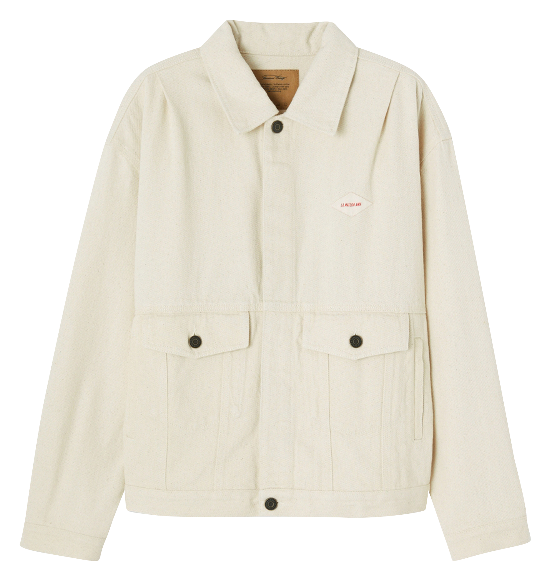 Gerade geschnittene Baumwolljacke mit klassischem Kragen AMERICAN VINTAGE Beige