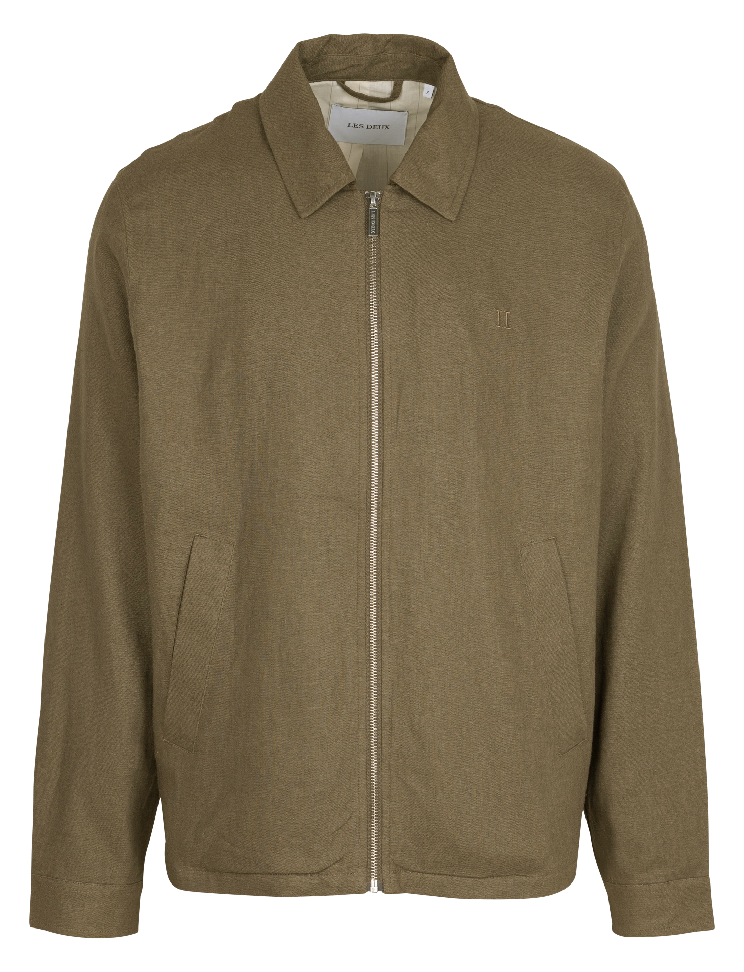 Jacket with classic collar in blended linen Brown