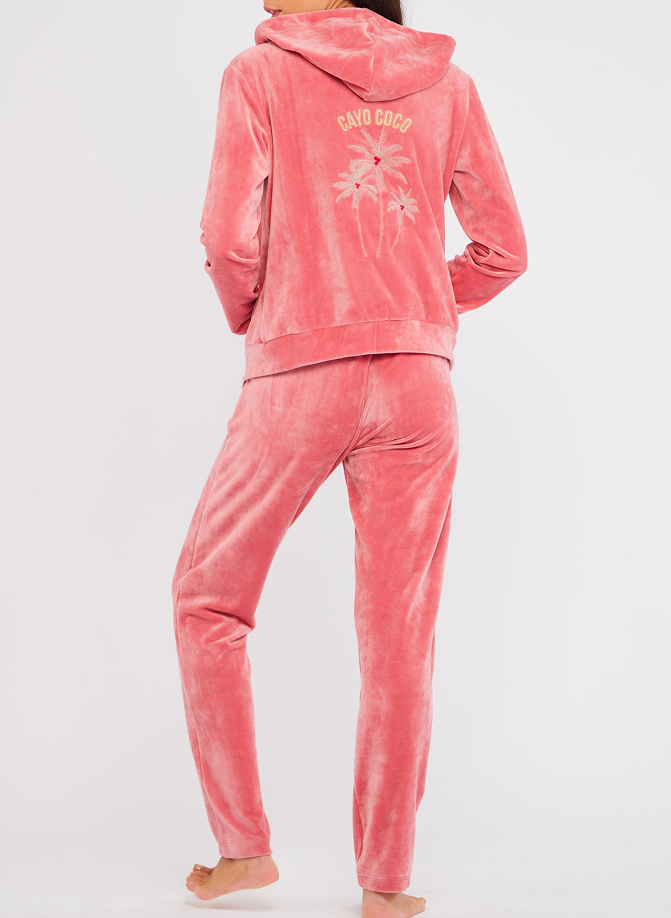 Gilet à capuche droit en velours BANANA MOON Rose