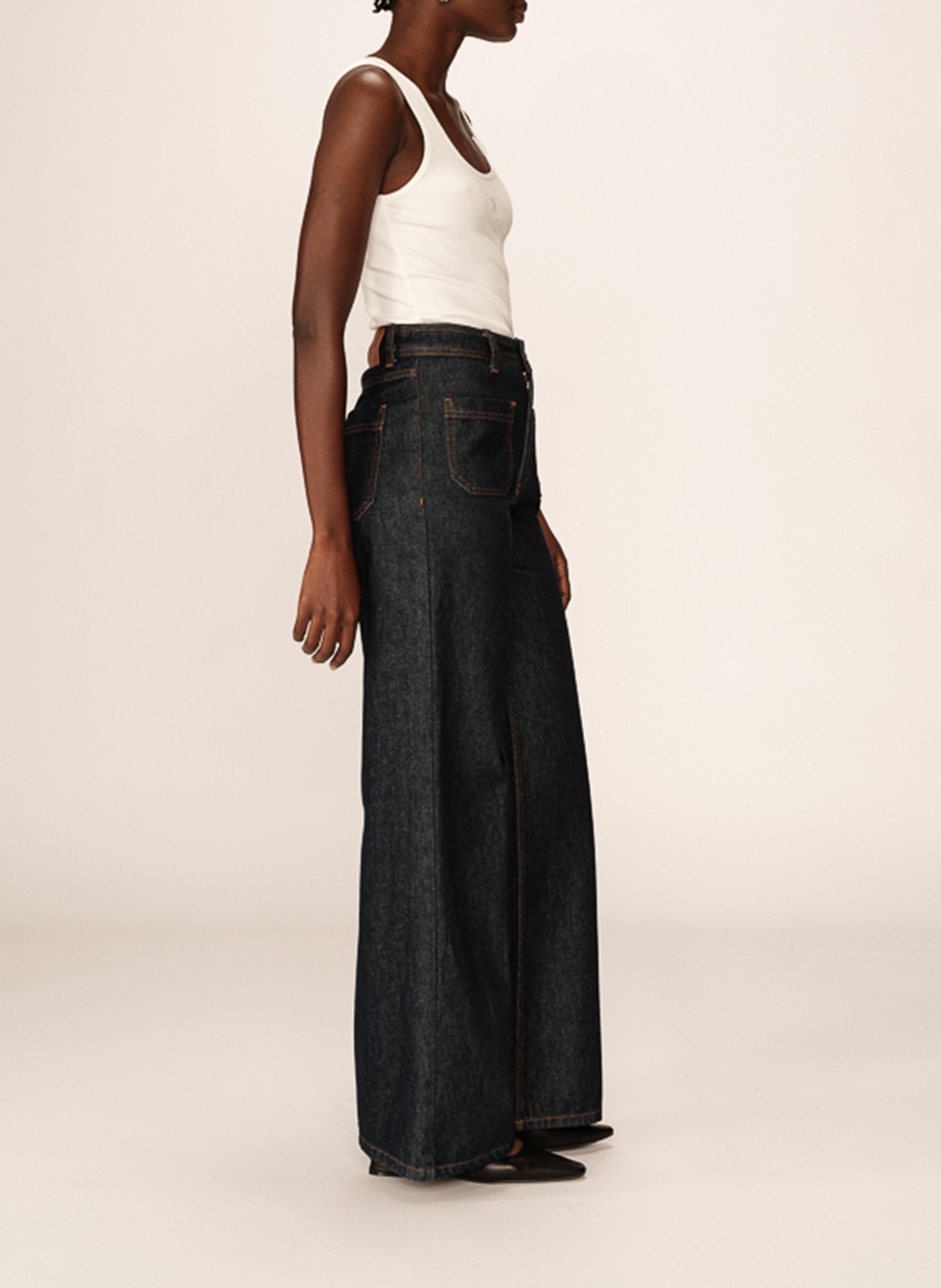 Rechte broek met wijde pijpen GRACE ET MILA Blauw