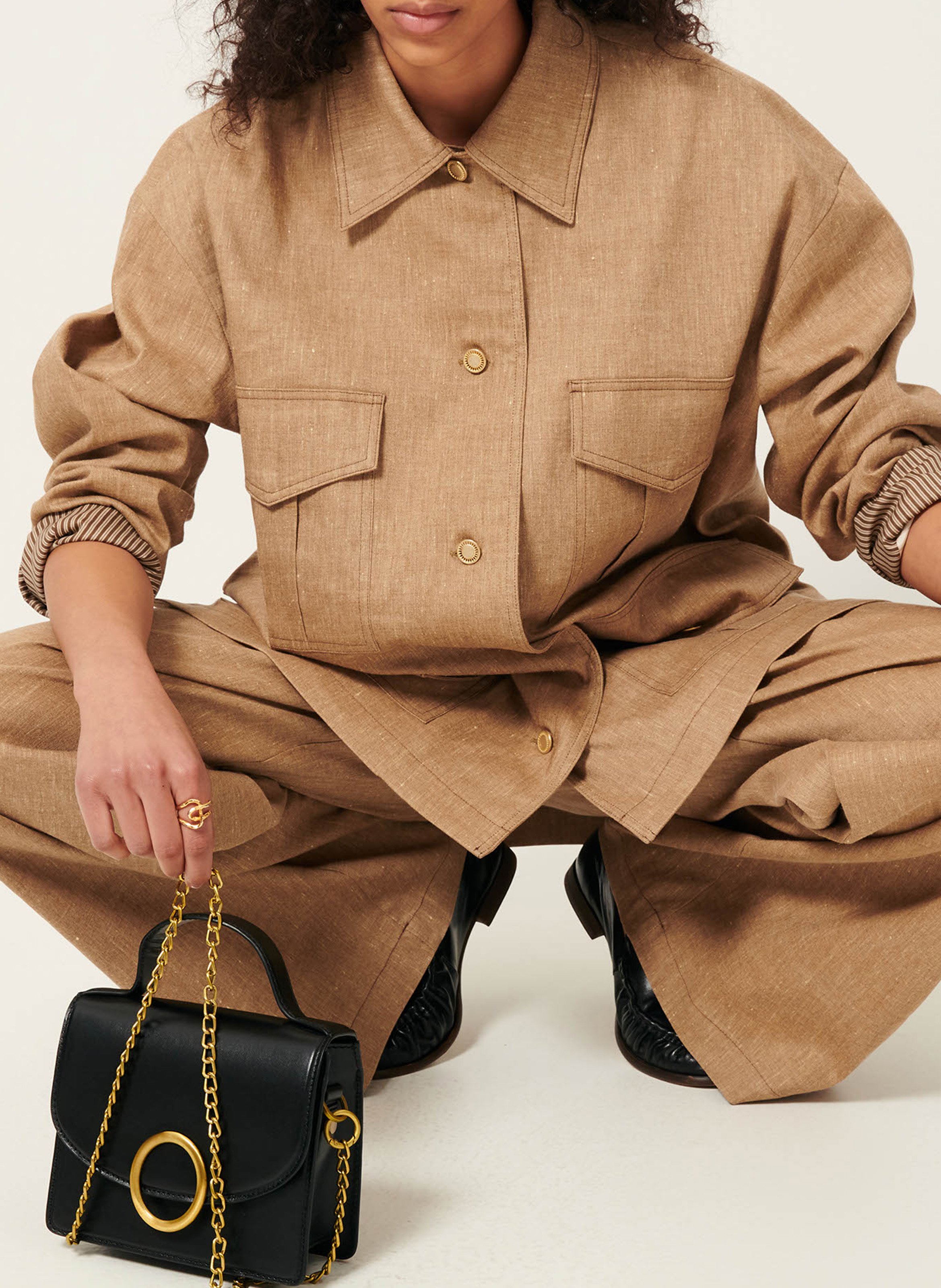 Safari-style linen blend jacket SESSUN Beige