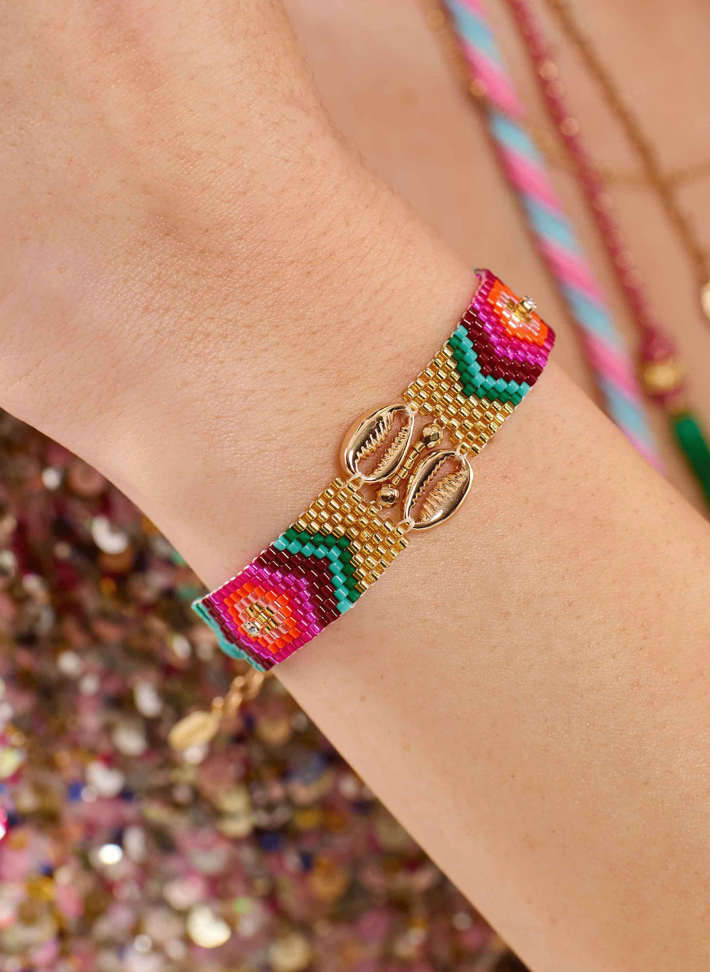 Adjustable beaded weaving bracelet HIPANEMA Multicolored