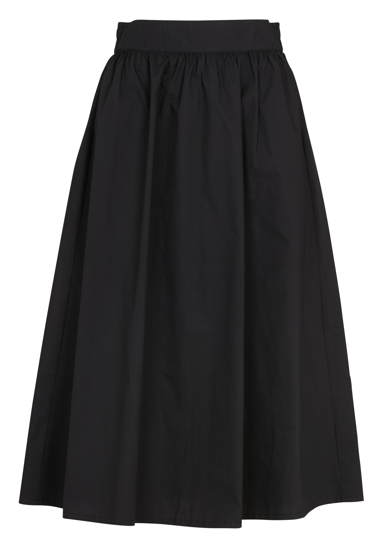 Jupe midi évasée taille haute en popeline de coton BELLA JONES Noir