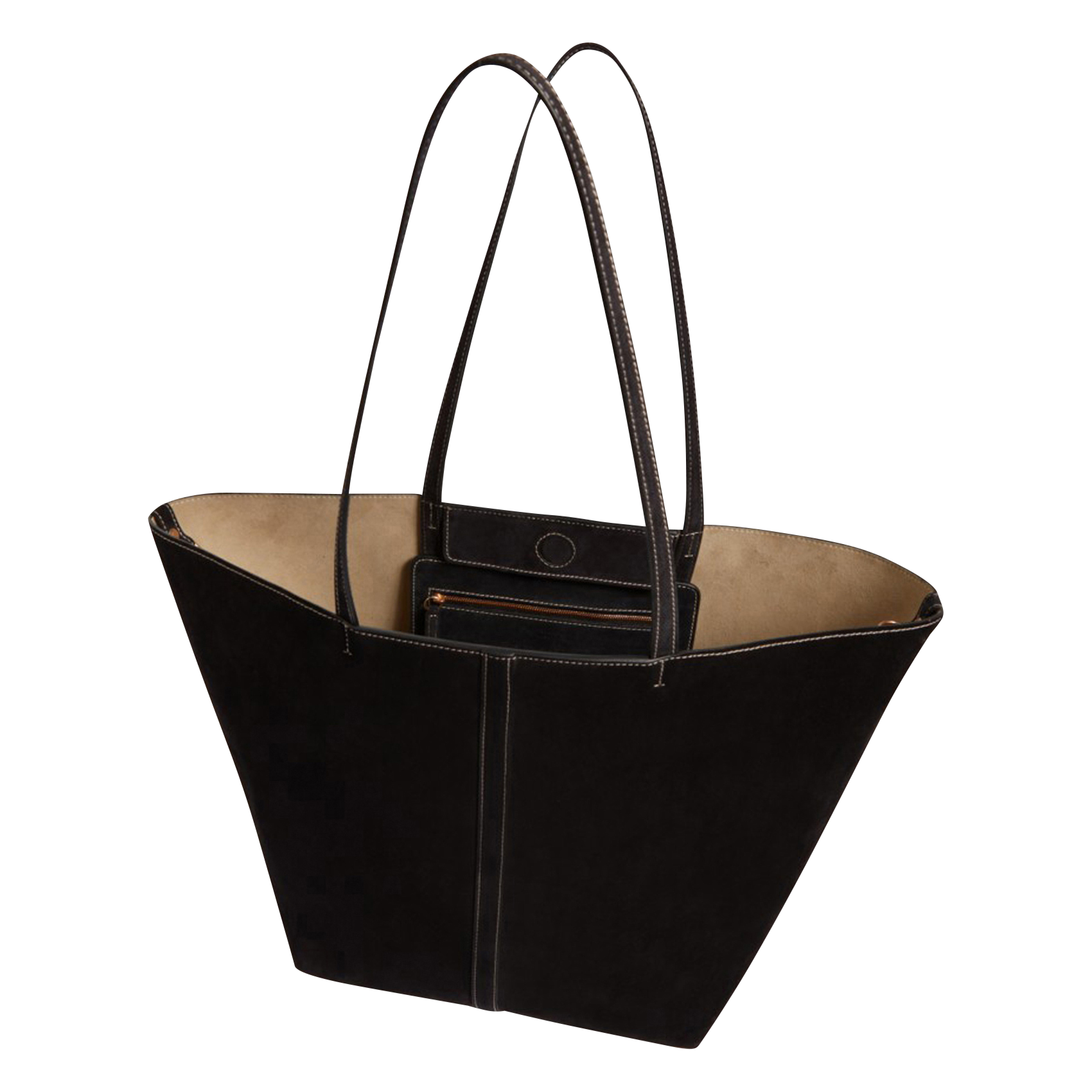Petit sac cabas en cuir velours VANESSA BRUNO Noir