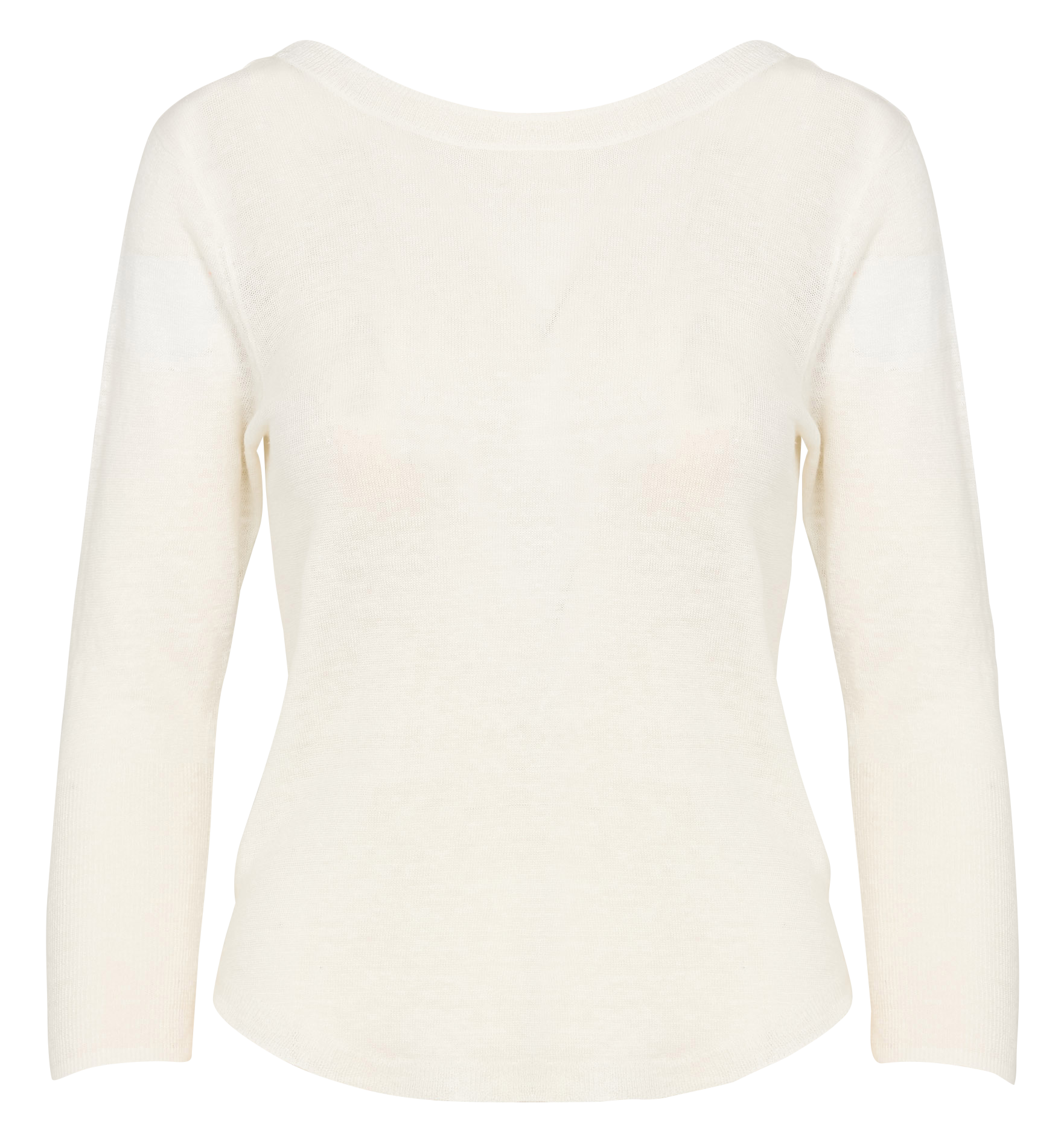 Pull col v manches 3/4 en lin MAJESTIC FILATURES Beige