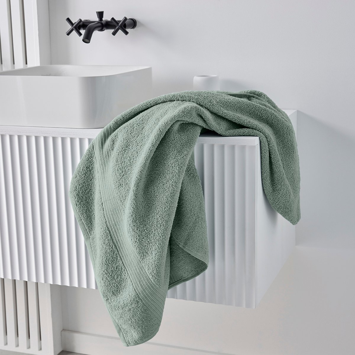 Set of 2 cotton bath towels TODAY LINGE DE MAISON Green