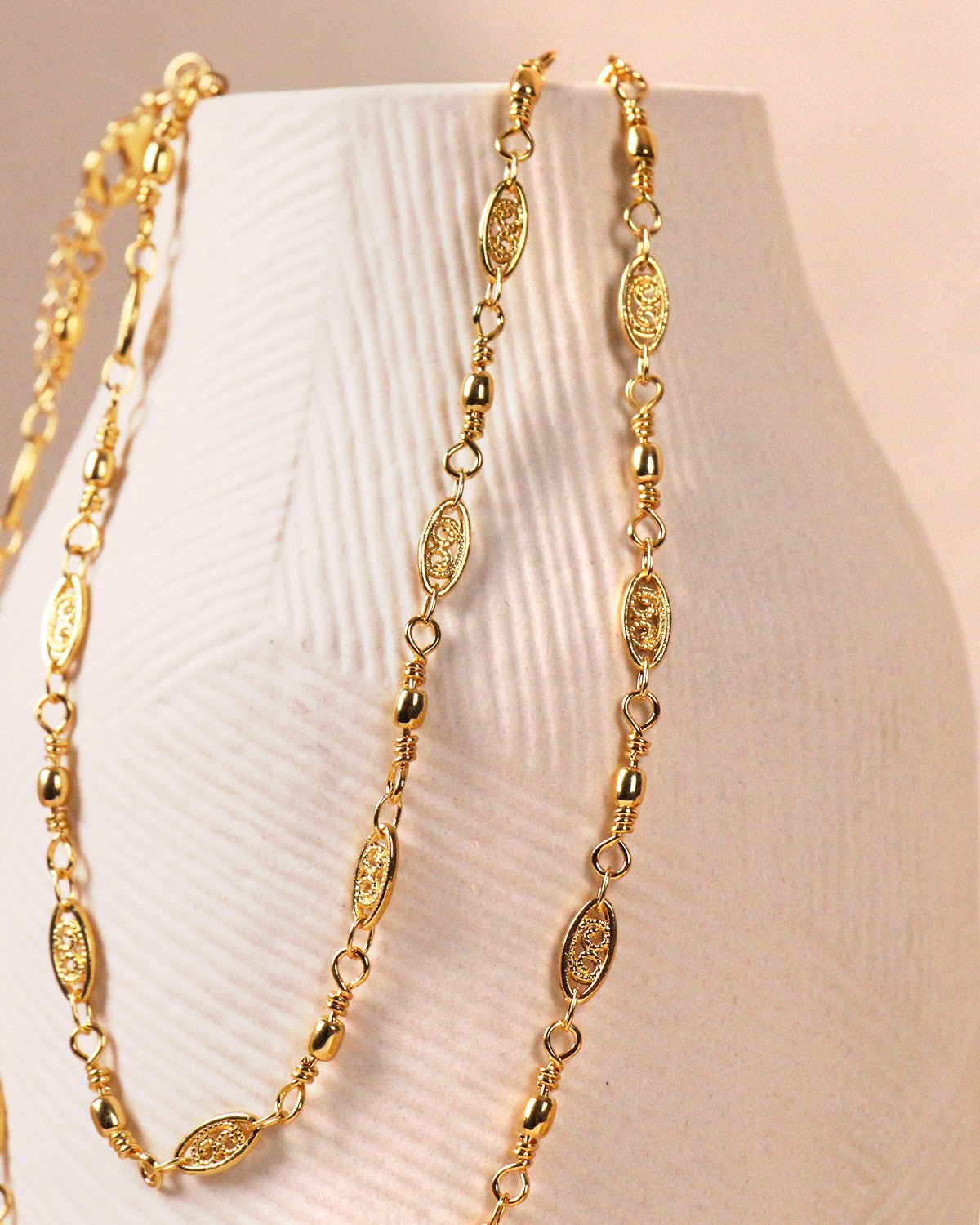 Gold-plated (3 in 1) long necklace NILAI Golden