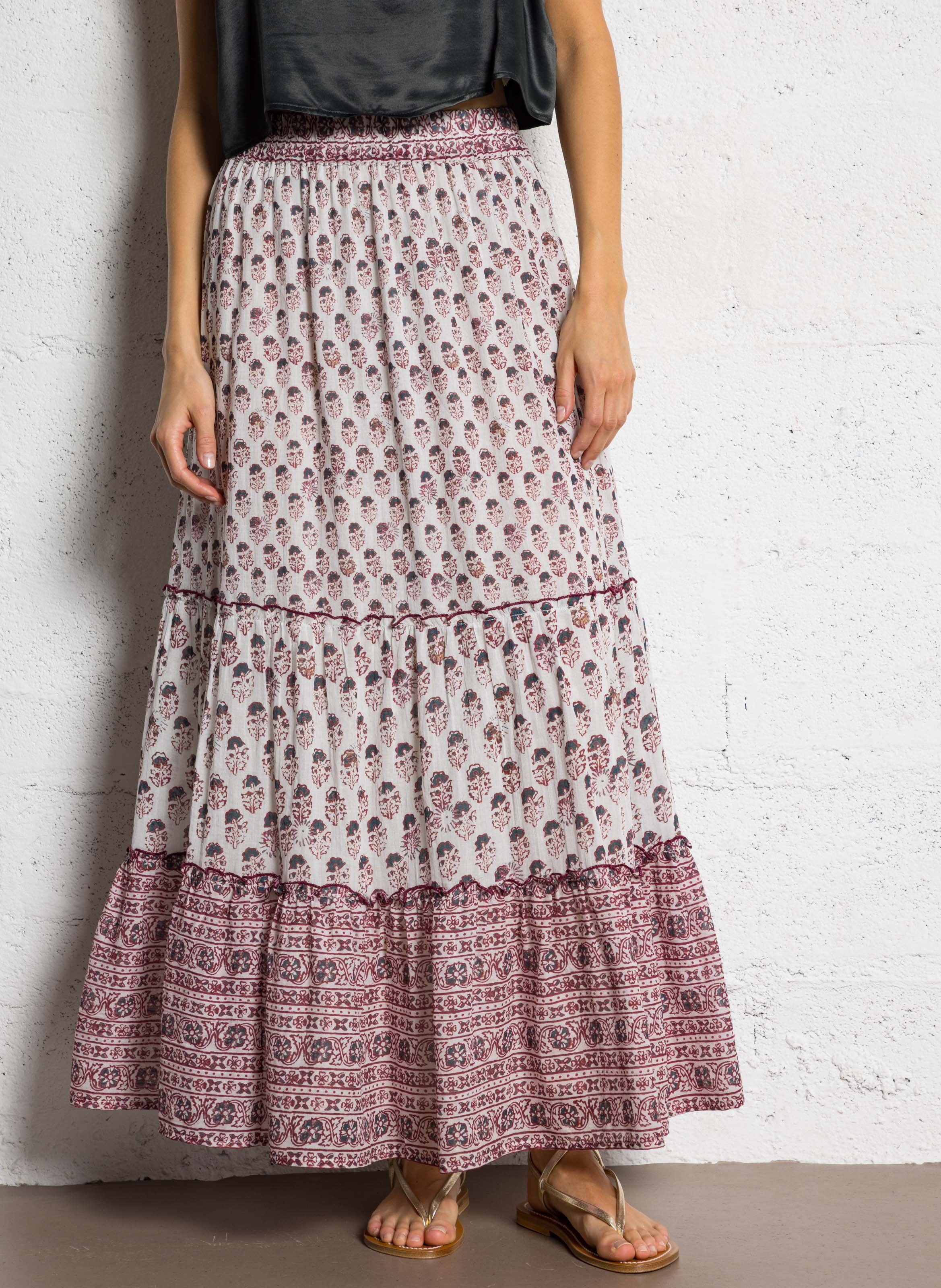 Jupe longue imprimée M.A.B.E Bleu