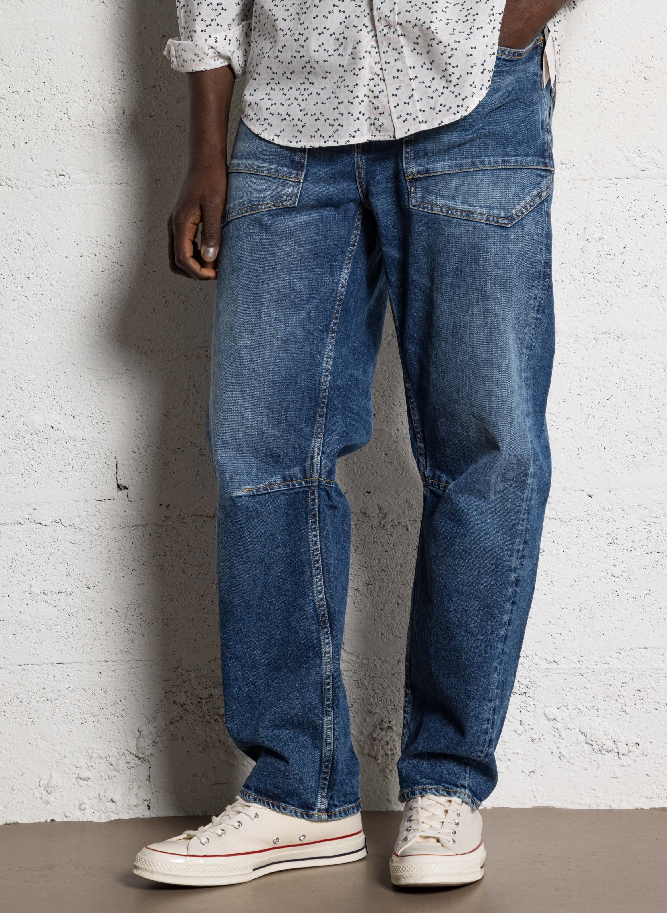 Cotton-blend straight jeans LE TEMPS DES CERISES Blue