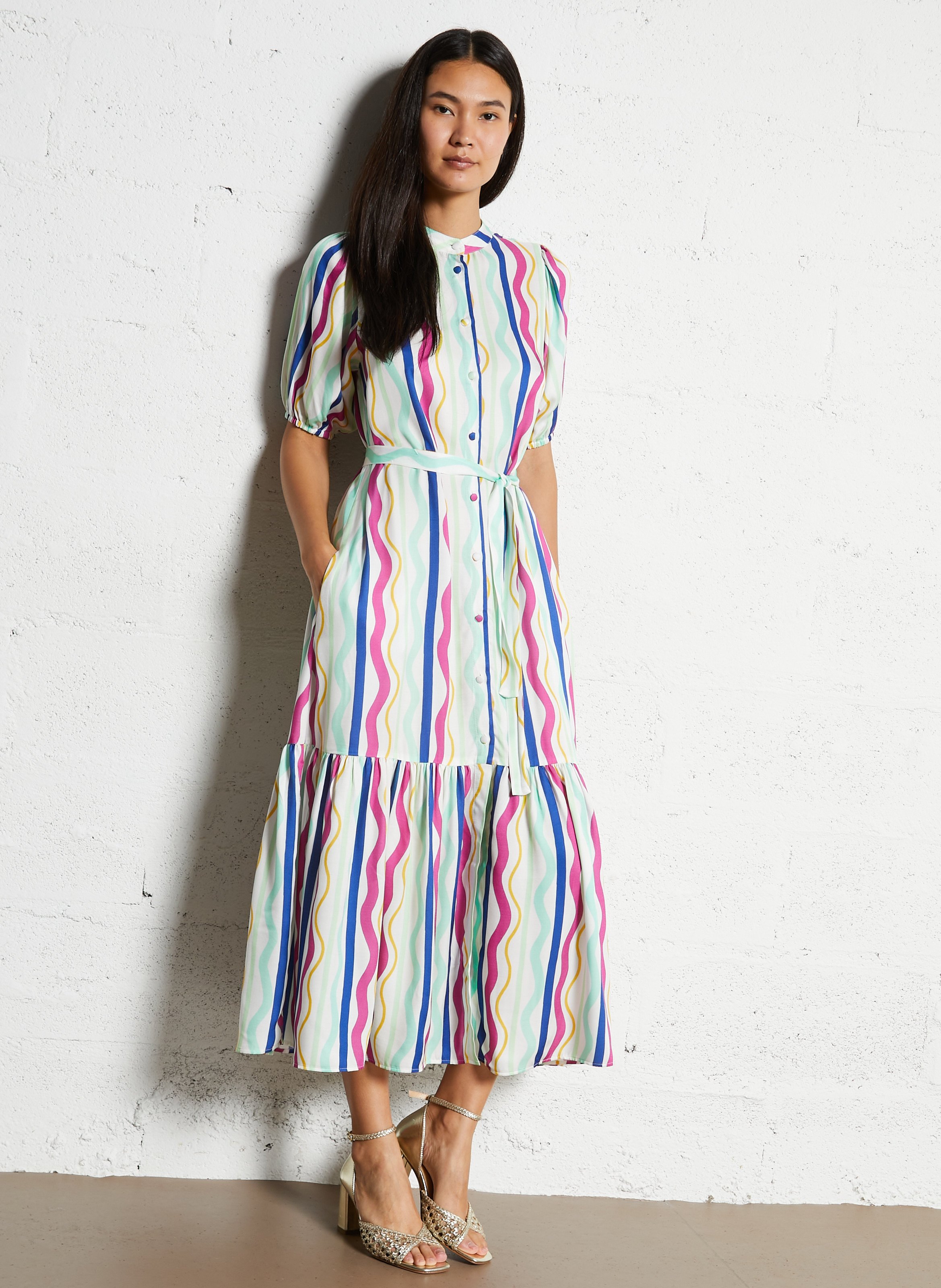 Robe longue à rayures ELISE CHALMIN Multicolore