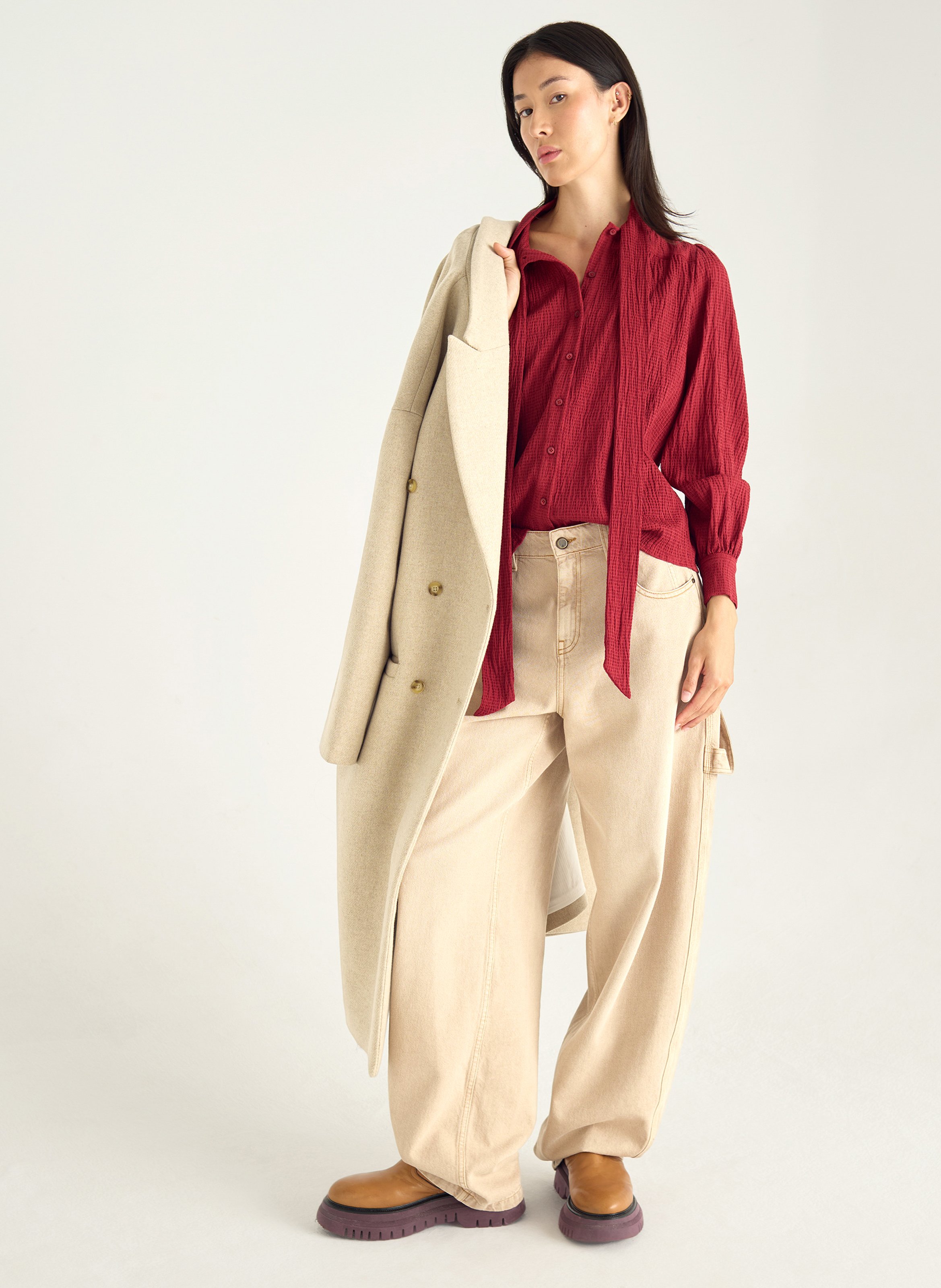 Bluse mit Rüschenkragen ACOTE Rot