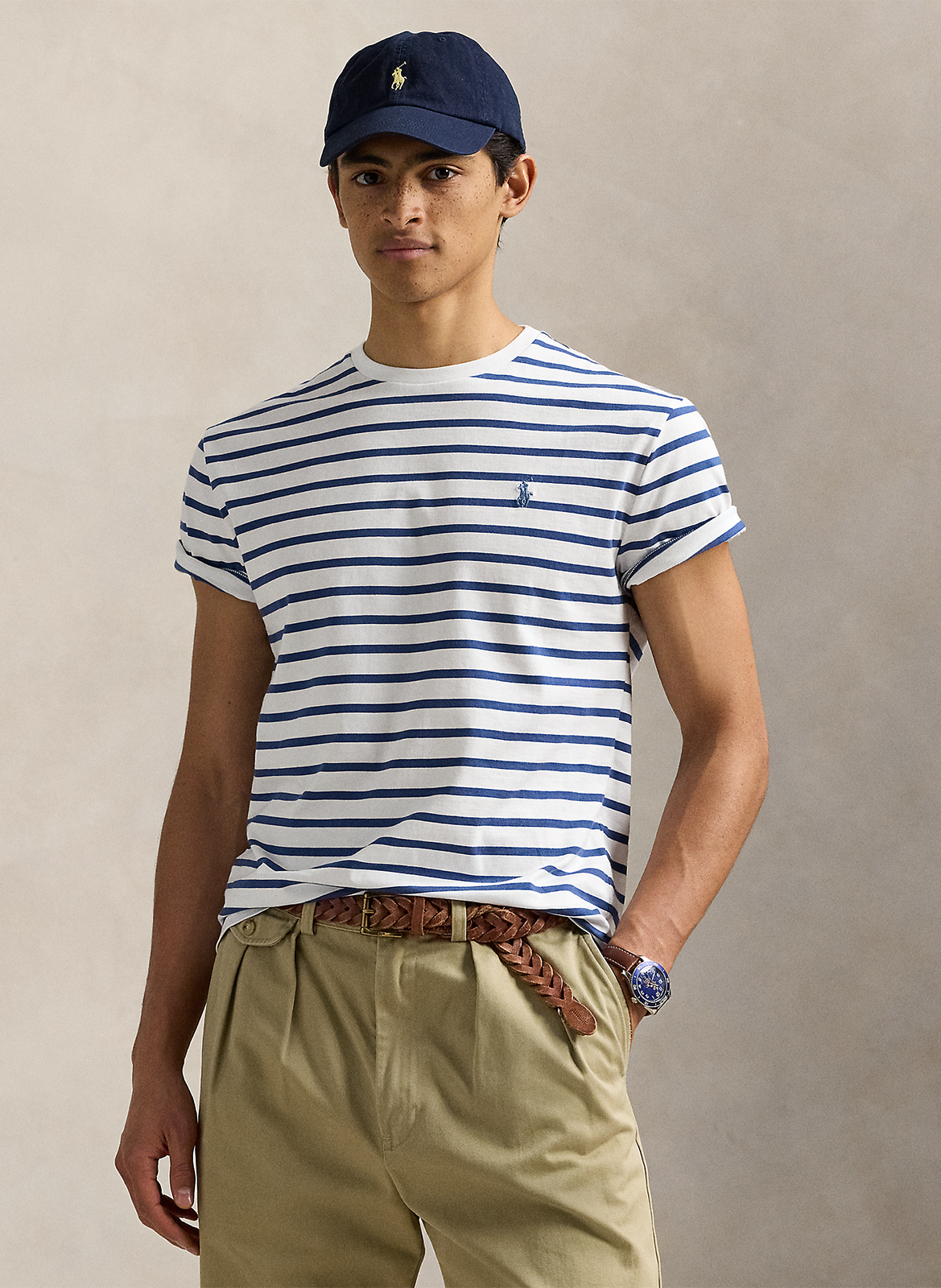 Tee-shirt col rond à rayures POLO RALPH LAUREN Bleu