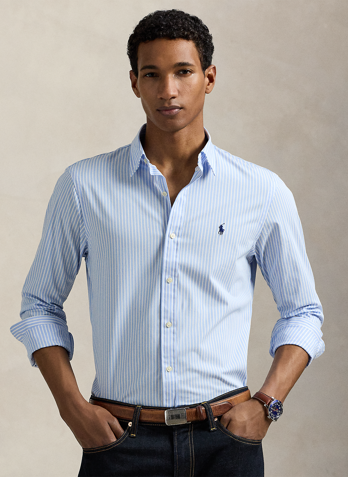Chemise col américain slim-fit en coton stretch POLO RALPH LAUREN