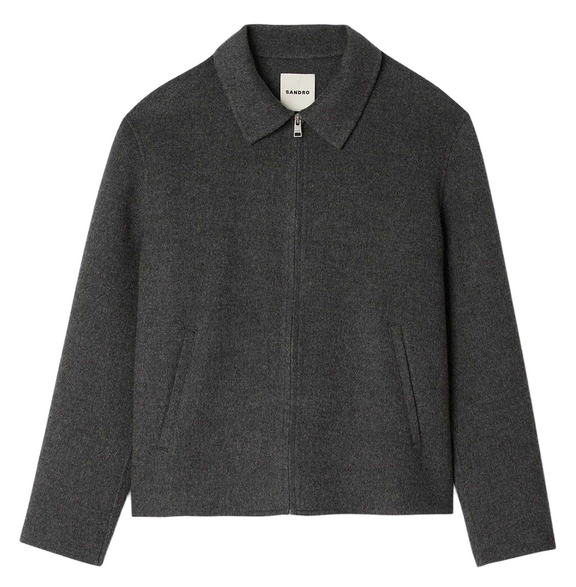 Veste droite col classique en laine mélangée SANDRO Gris