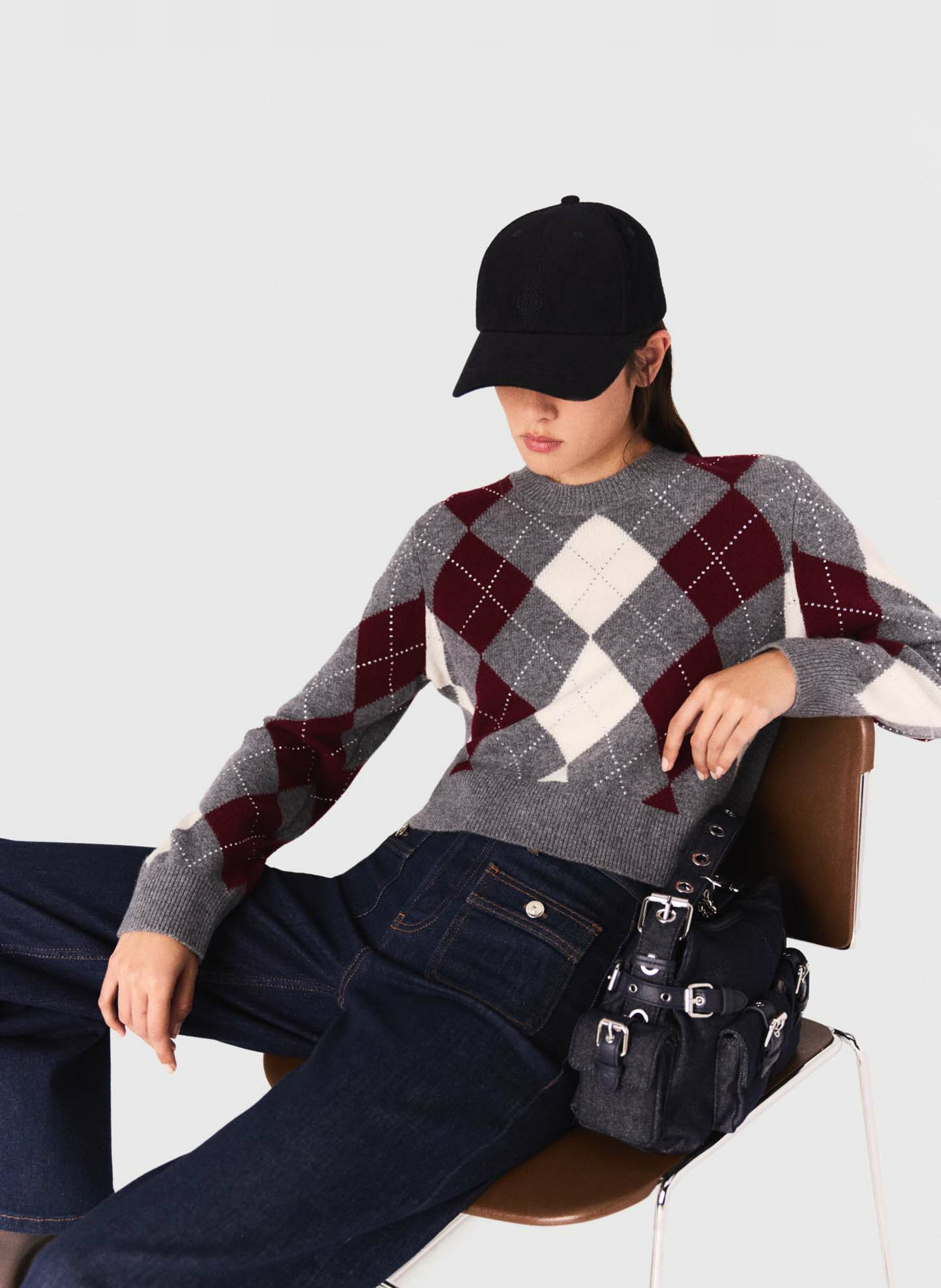 Pull col rond en laine MAJE Gris