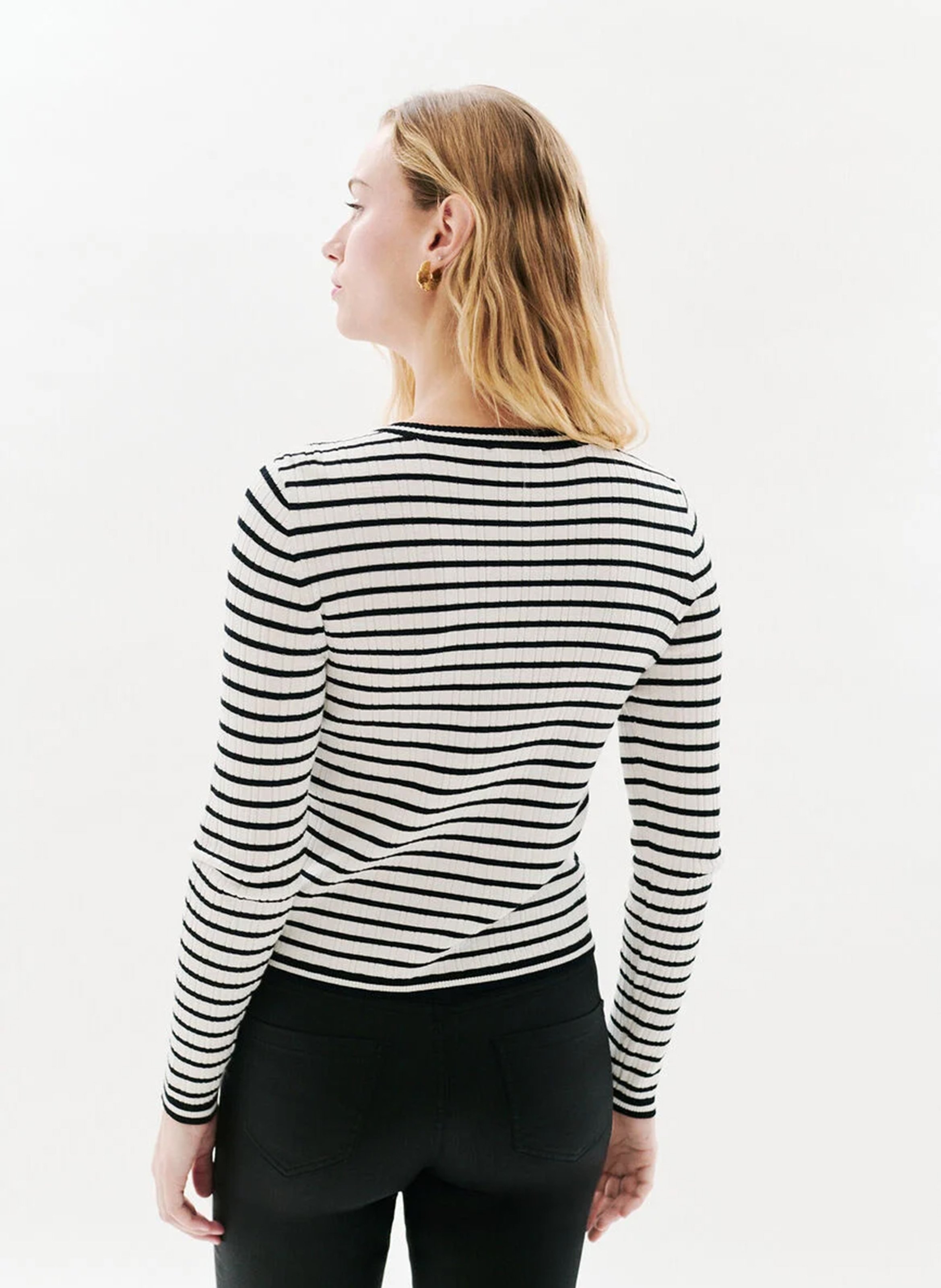 Striped round-neck sweater CAROLL Black