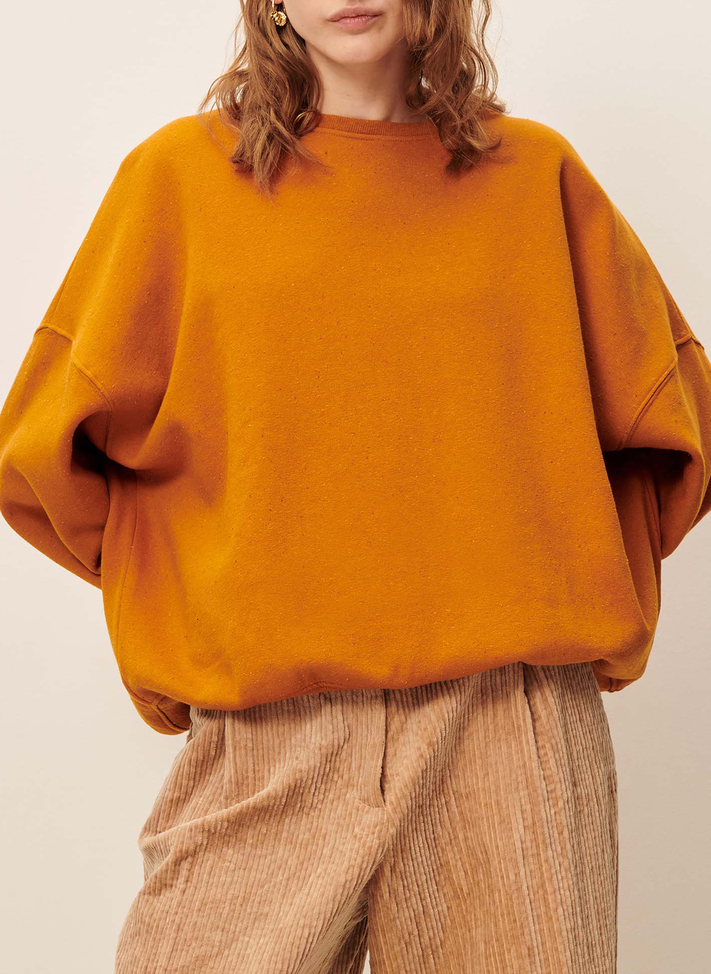 Sweat ample col rond en coton mélangé SESSUN Orange