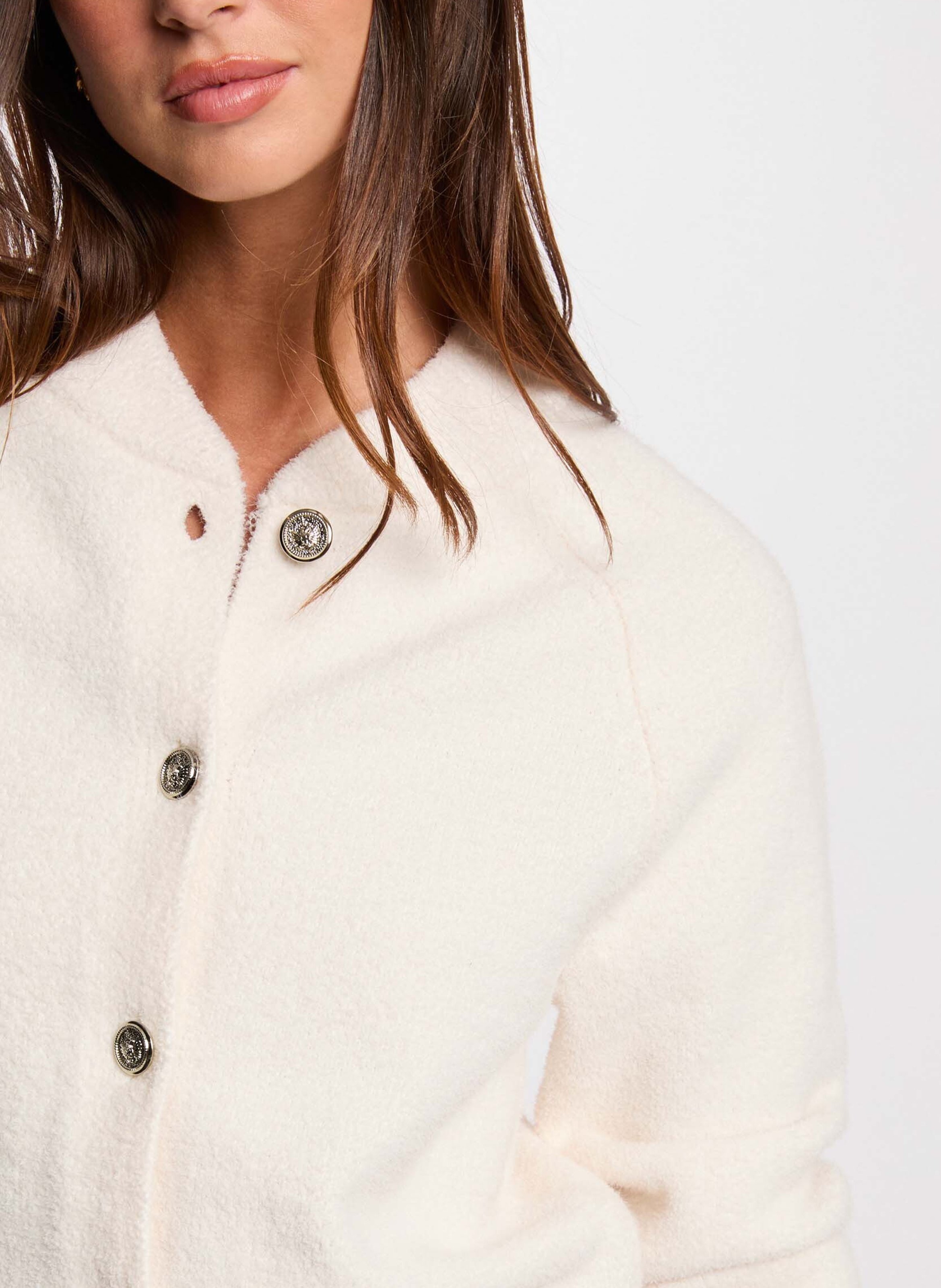 Strickjacke mit Rundhalsausschnitt MORGAN Beige