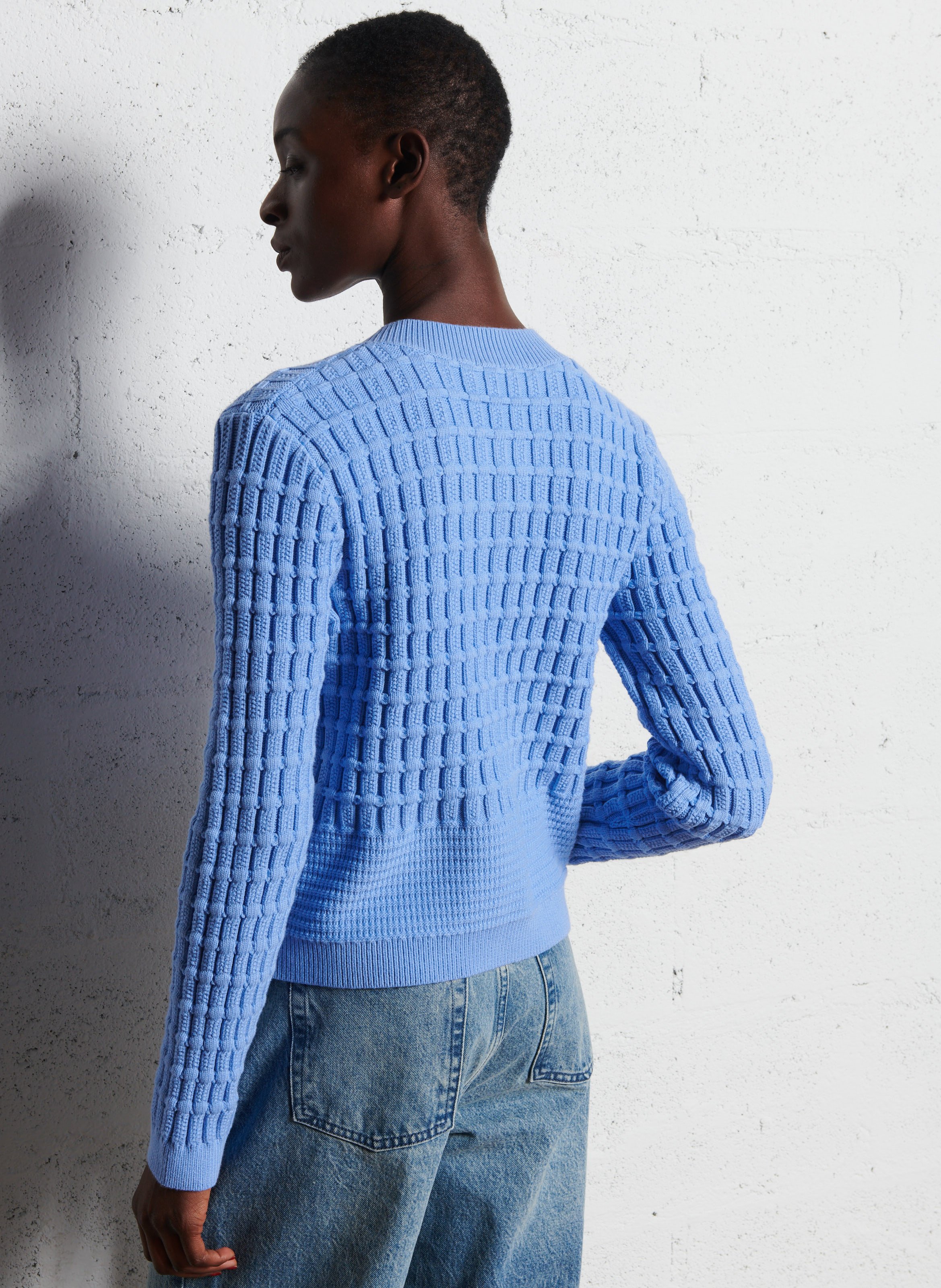 Geribbelde cardigan met knopen FABIENNE CHAPOT Wit