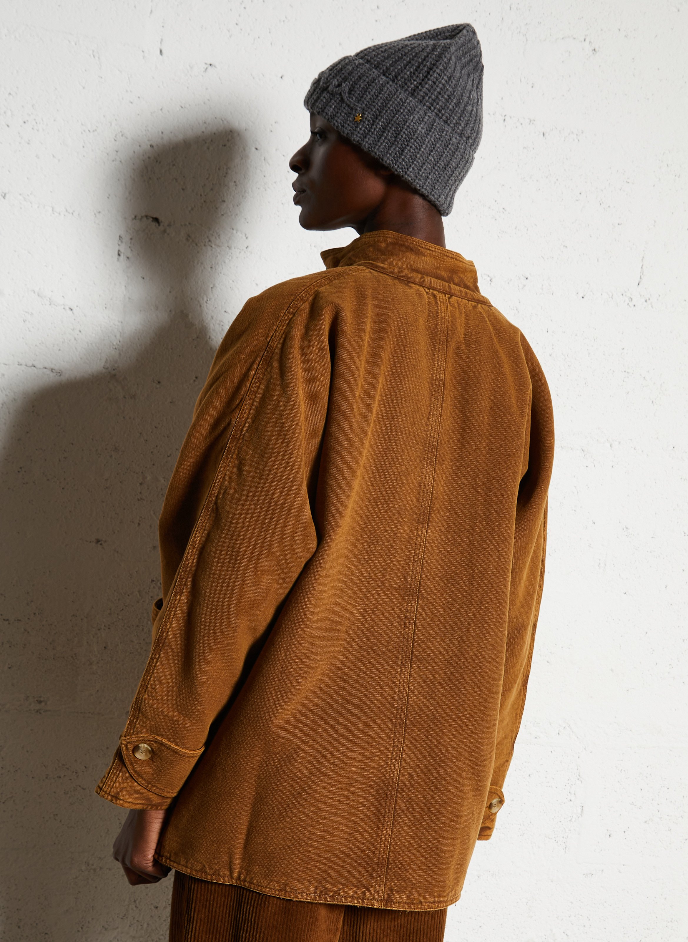 Manteau en denim col montant LEON & HARPER Marron