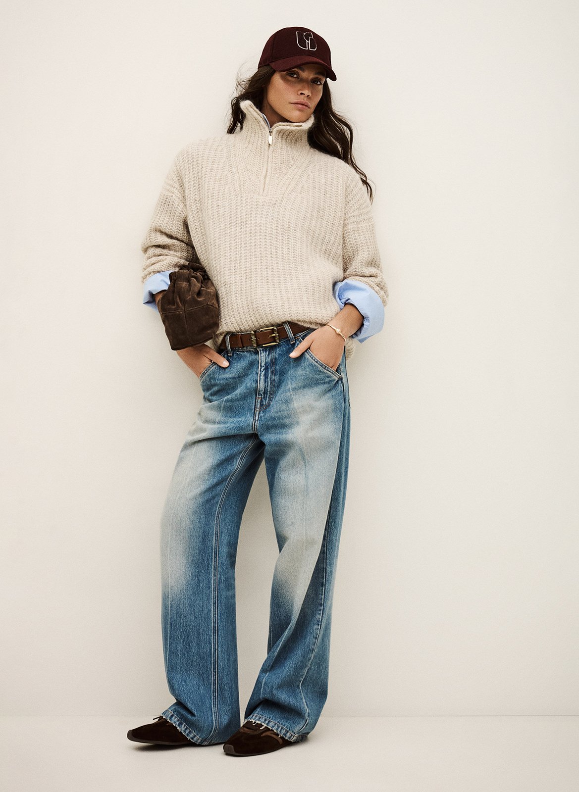 Trui met schipperskraag - wolblend BA&SH Beige