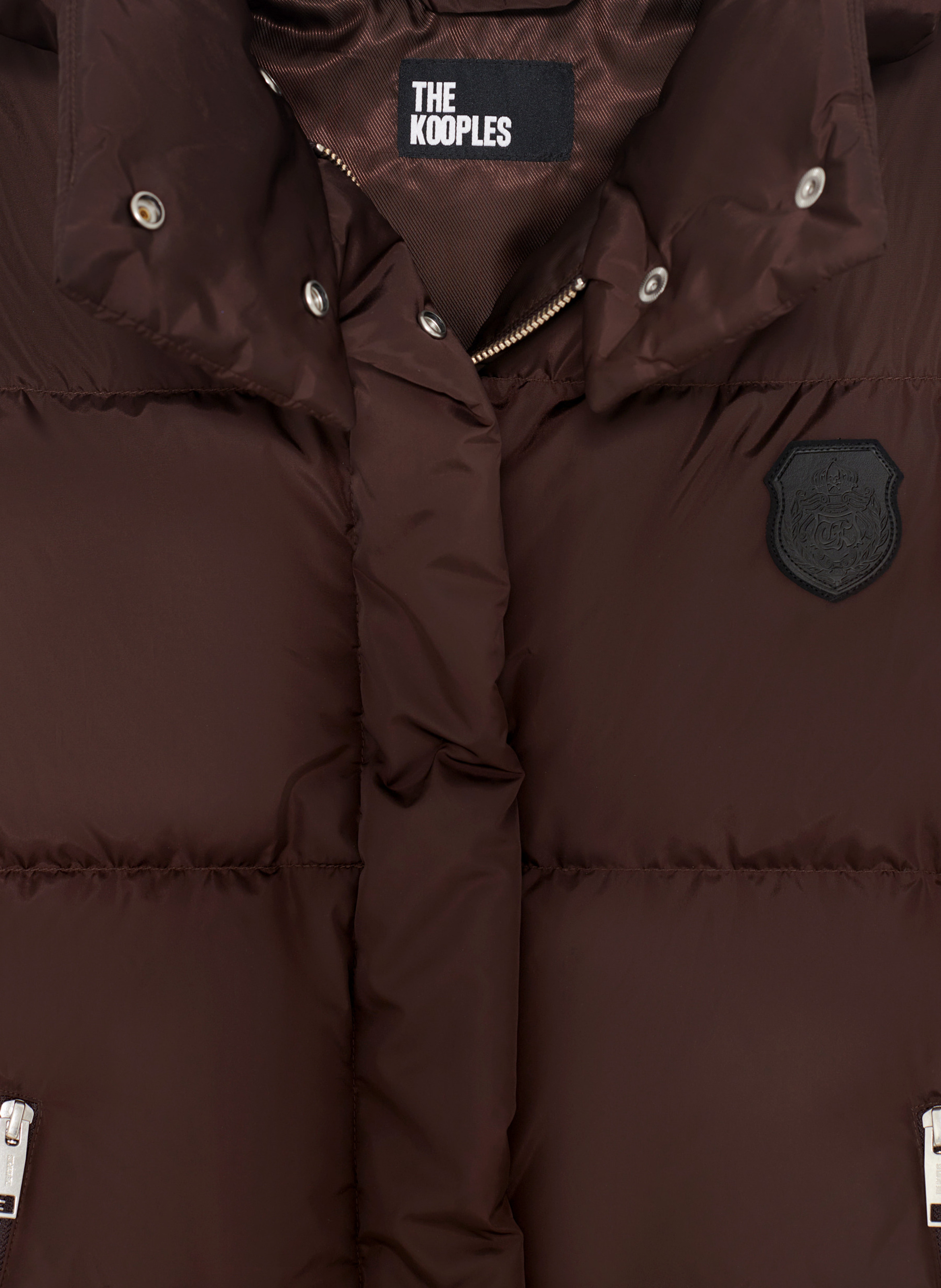 Lightweight quilted padded jacket with high neck Brown