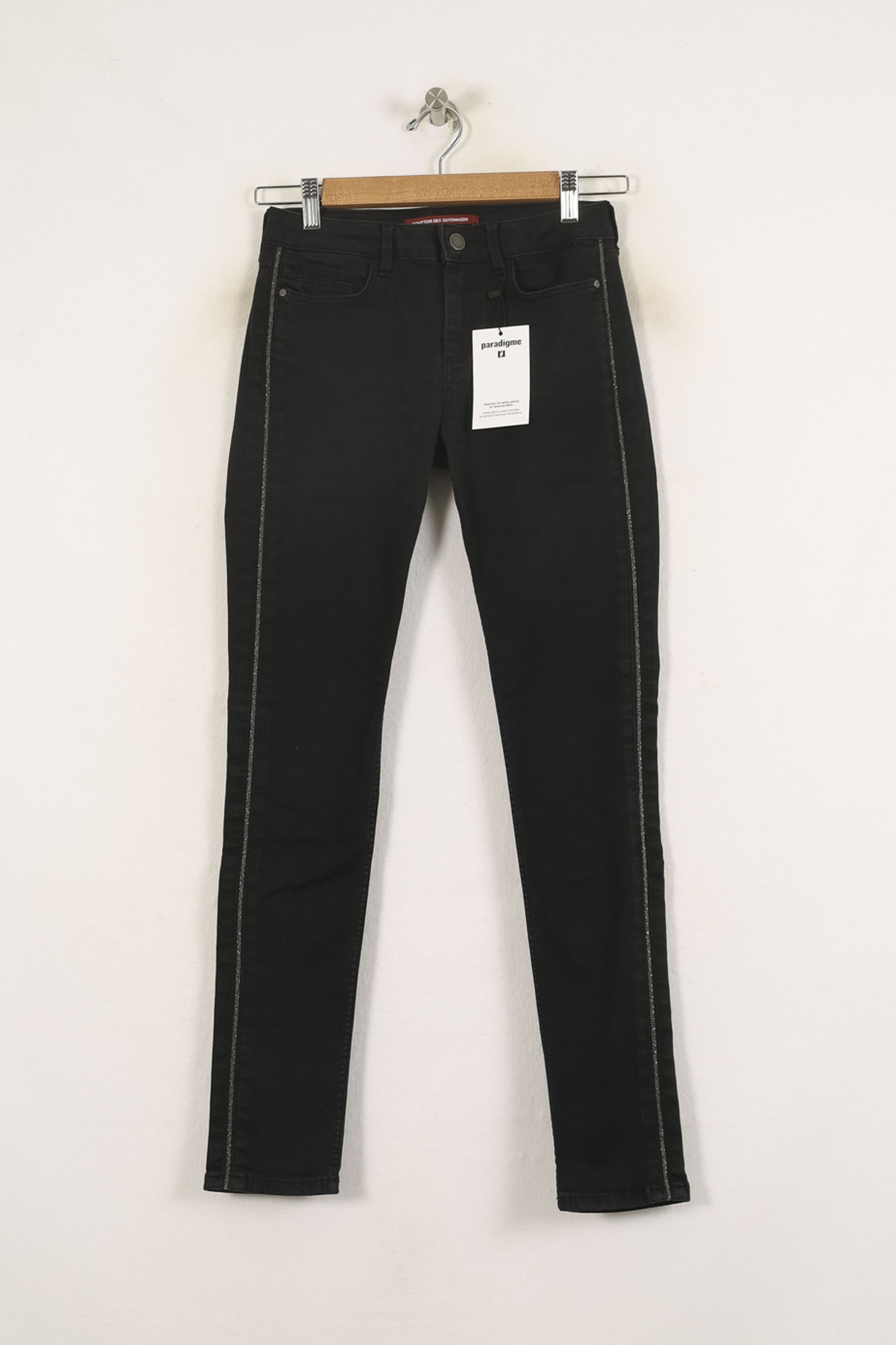 Cropped slim jeans with studs COMPTOIR DES COTONNIERS - Seconde main Black