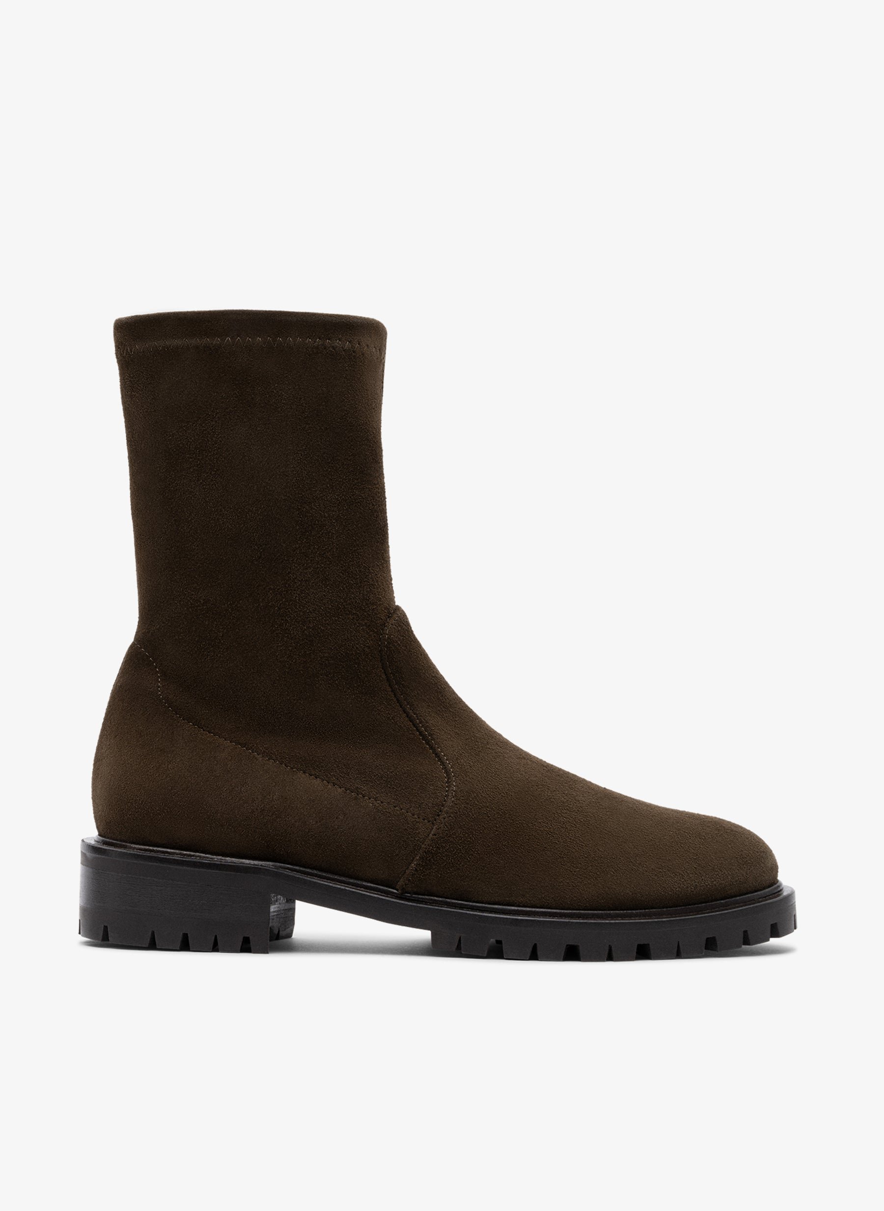 Khaki stretch calfskin ankle boots PARALLELE PARIS Khaki