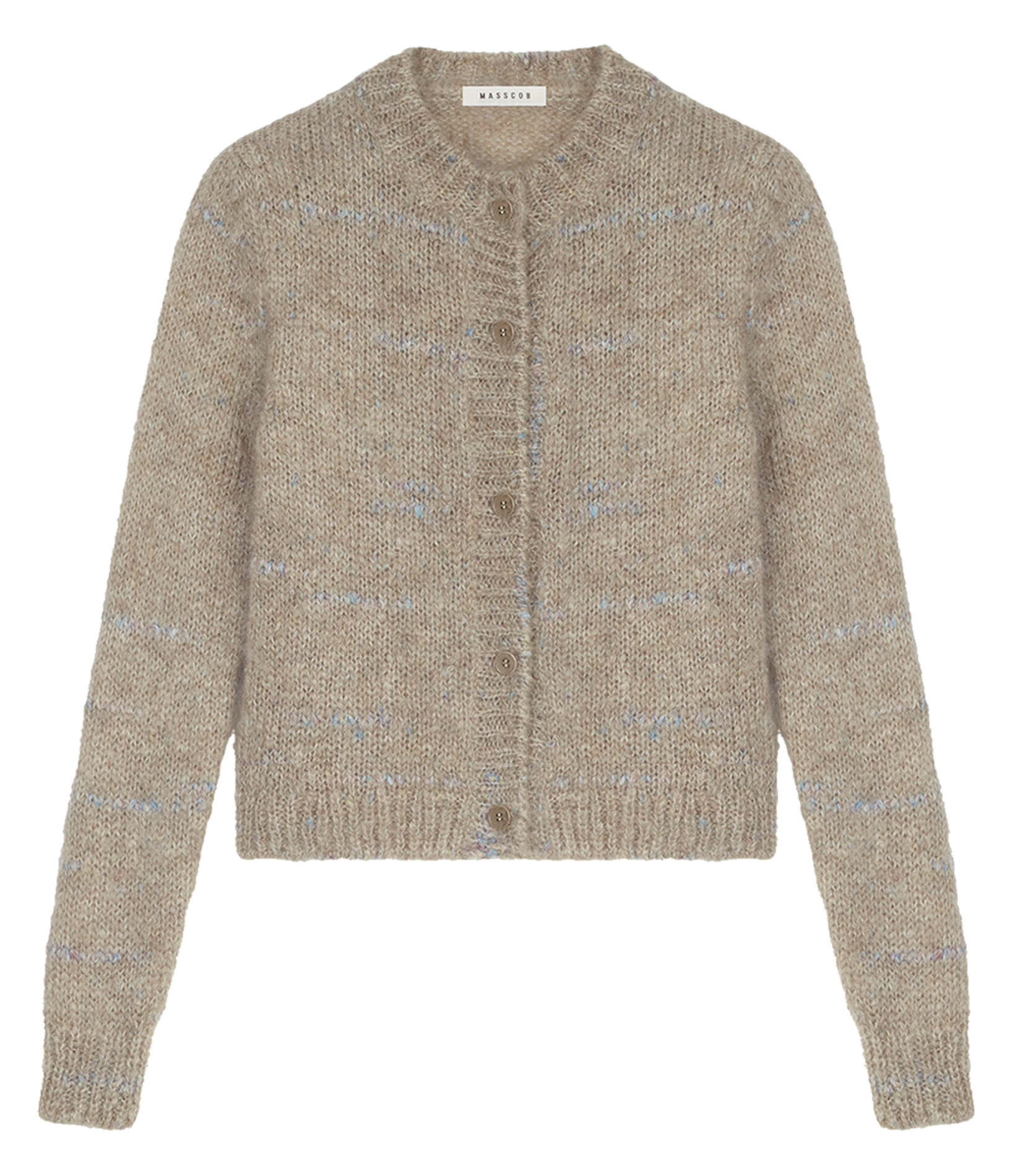 Gilet droit col rond en kid mohair mélangé MASSCOB Beige