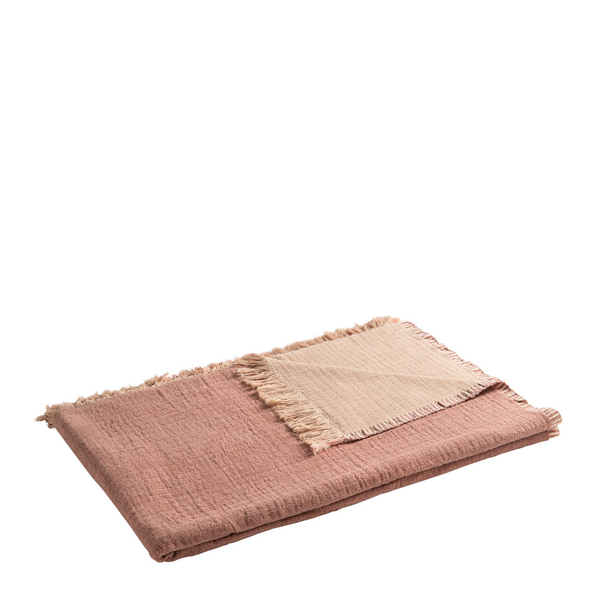 Plaid siméon en coton et fibres de bambou - 130 x 170 cm - rose BLANC D'IVOIRE Rose