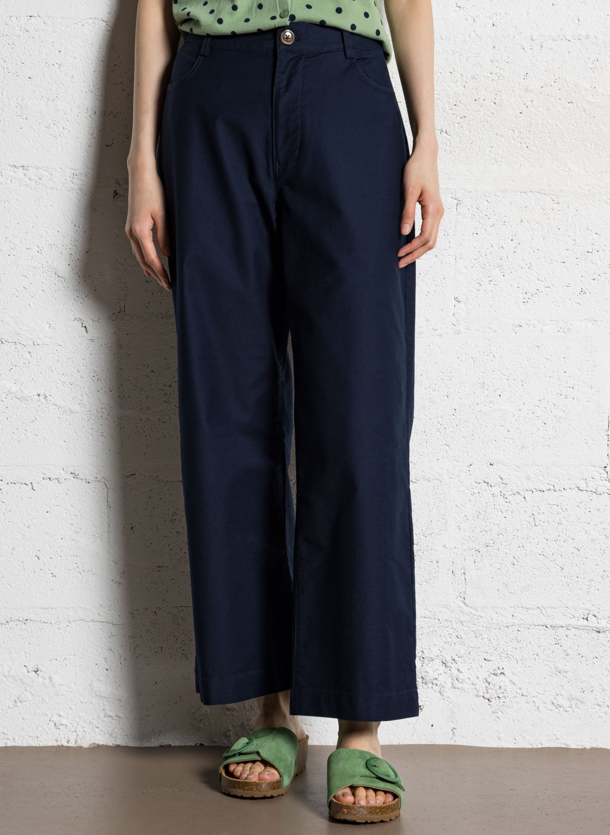 Pantalon droit en coton mélangé NICE THINGS Bleu