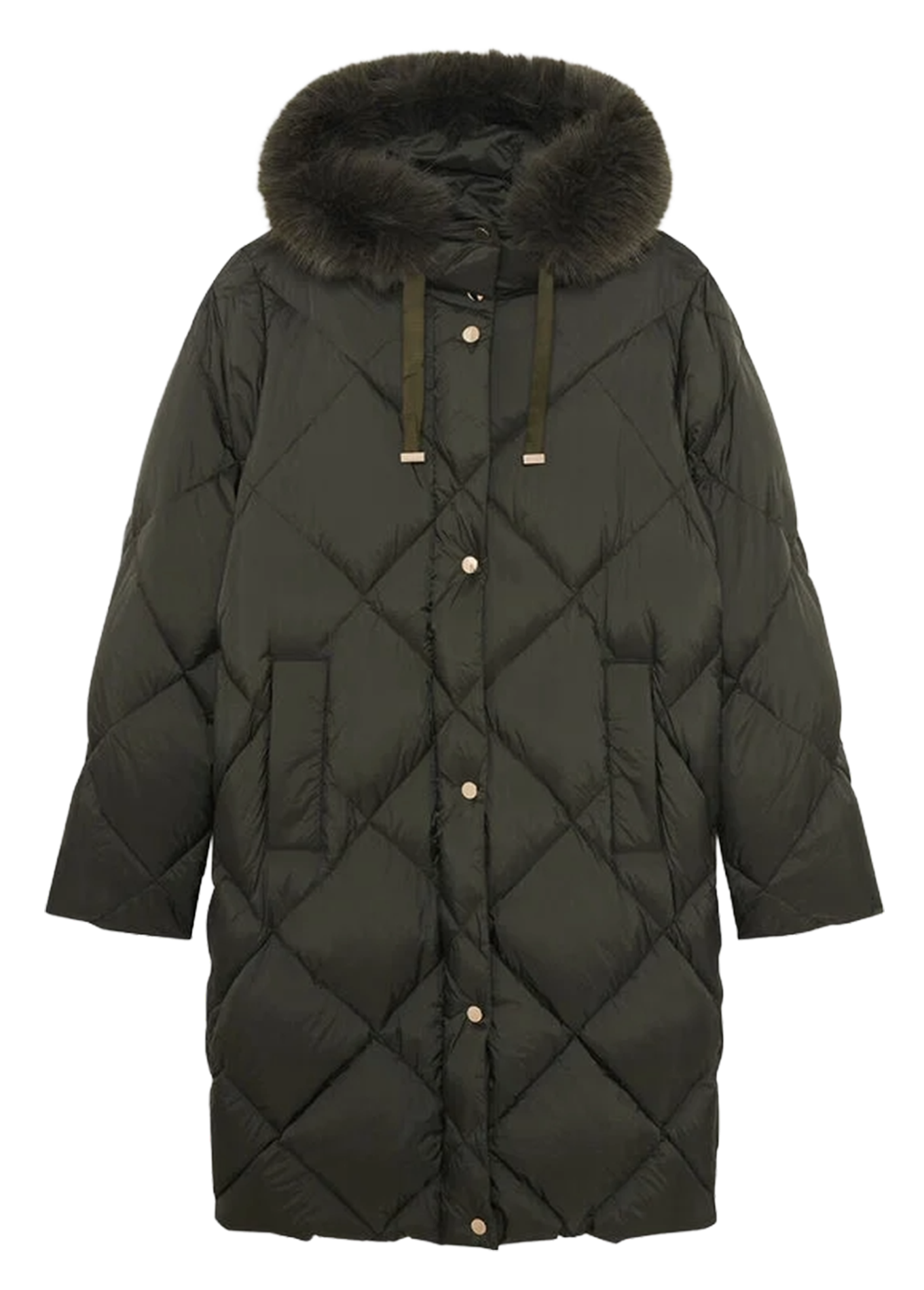 Oversized gewatteerde jas met opstaande kraag en capuchon CAROLL Groen