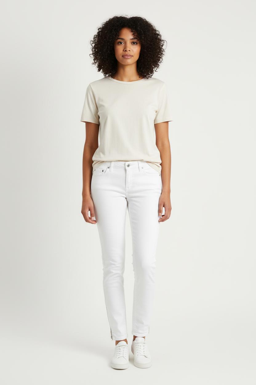 Cropped slim jeans with studs LIU JO - SECONDE MAIN White
