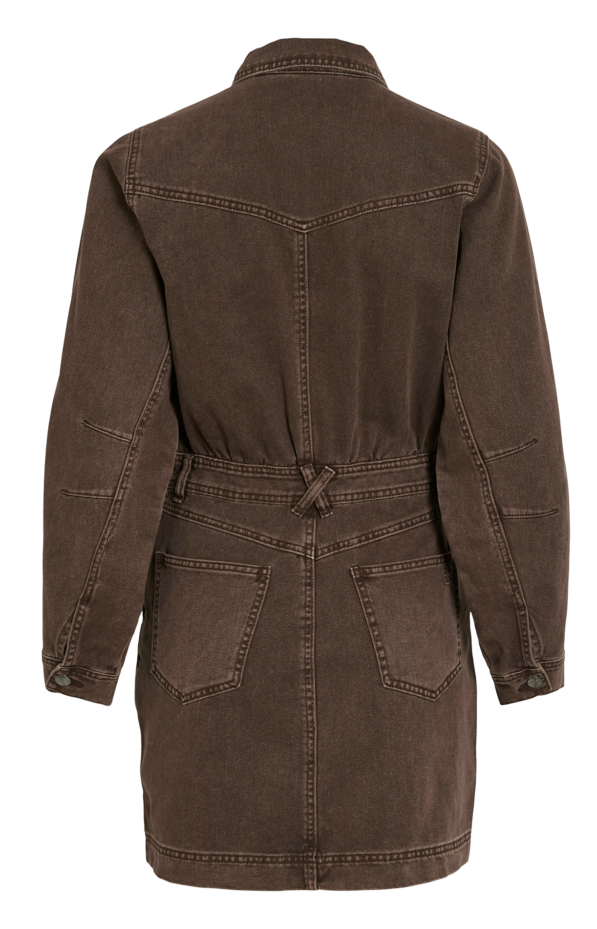 Robe courte col classique en coton et coton recyclé ROUGE EDIT Marron